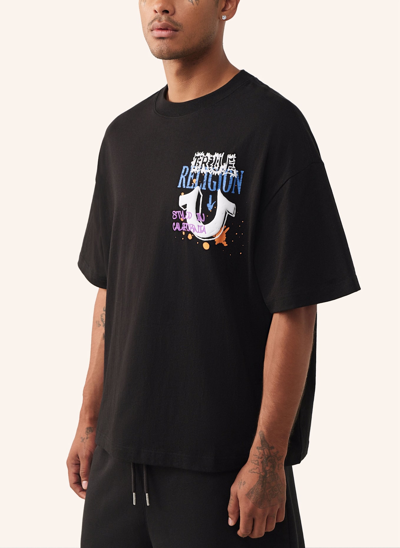 TRUE RELIGION T-Shirt CONCERT BUUDHA: SCHWARZ