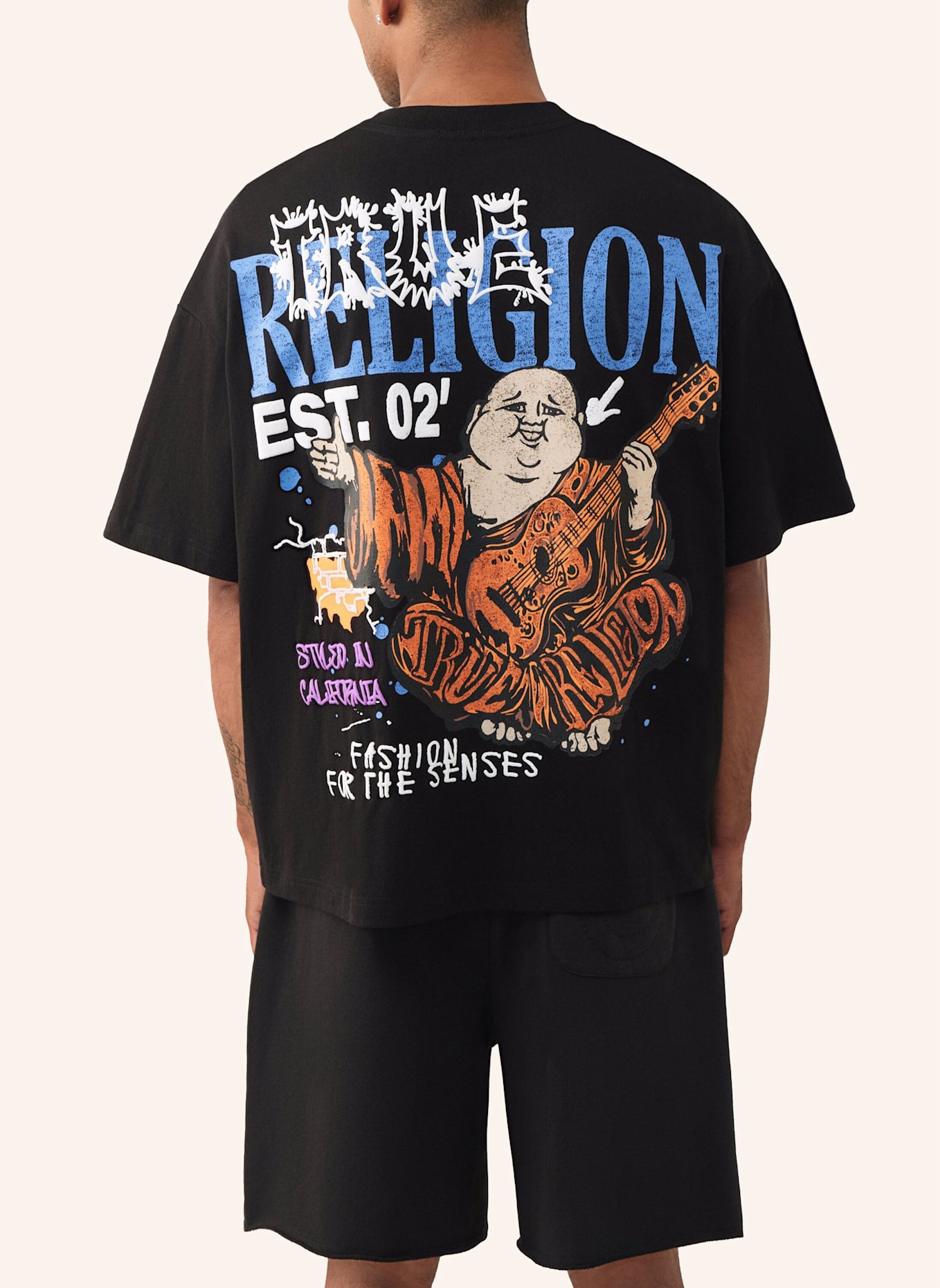 TRUE RELIGION T-Shirt CONCERT BUUDHA: SCHWARZ