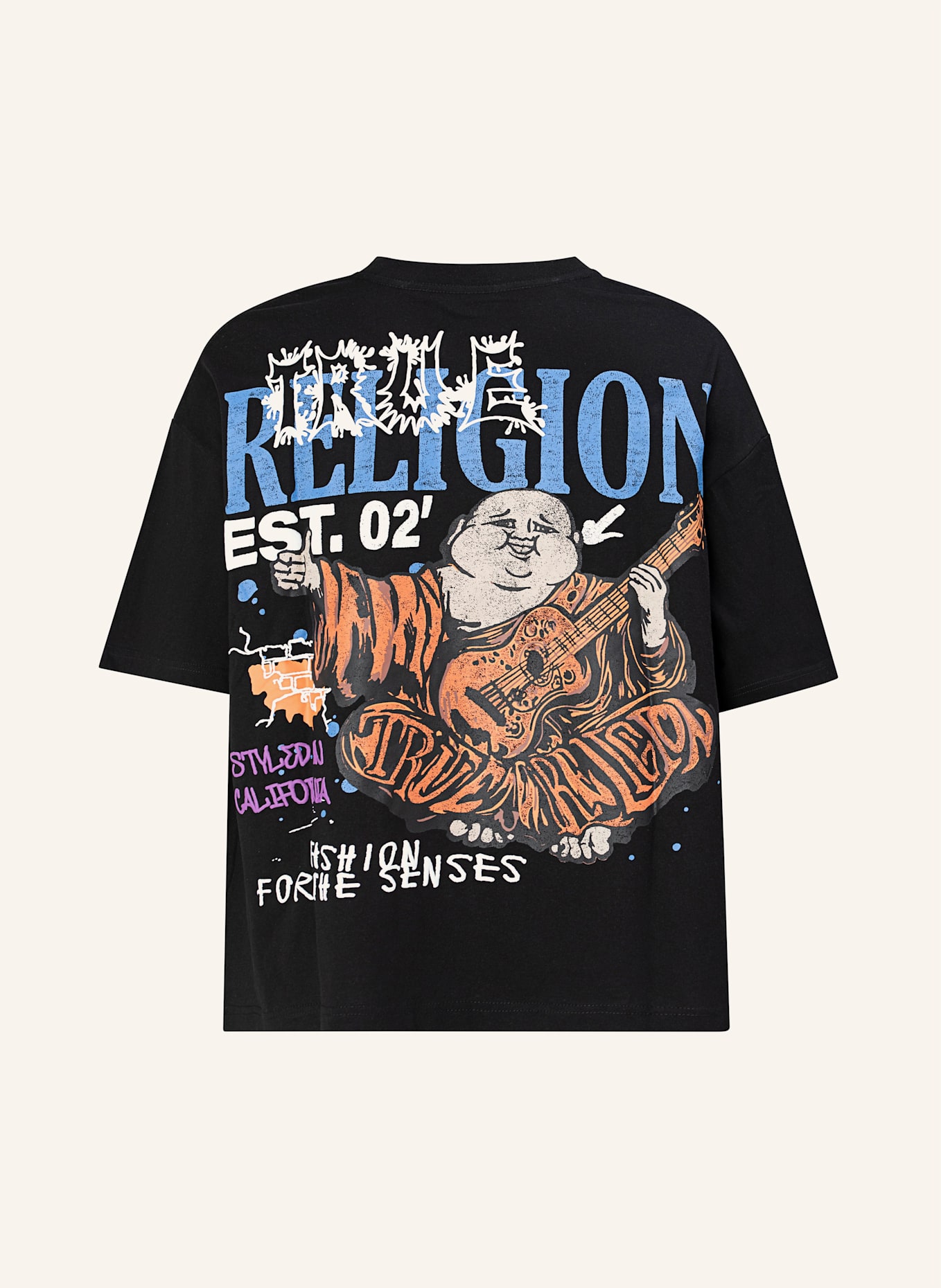 TRUE RELIGION T-Shirt CONCERT BUUDHA: SCHWARZ