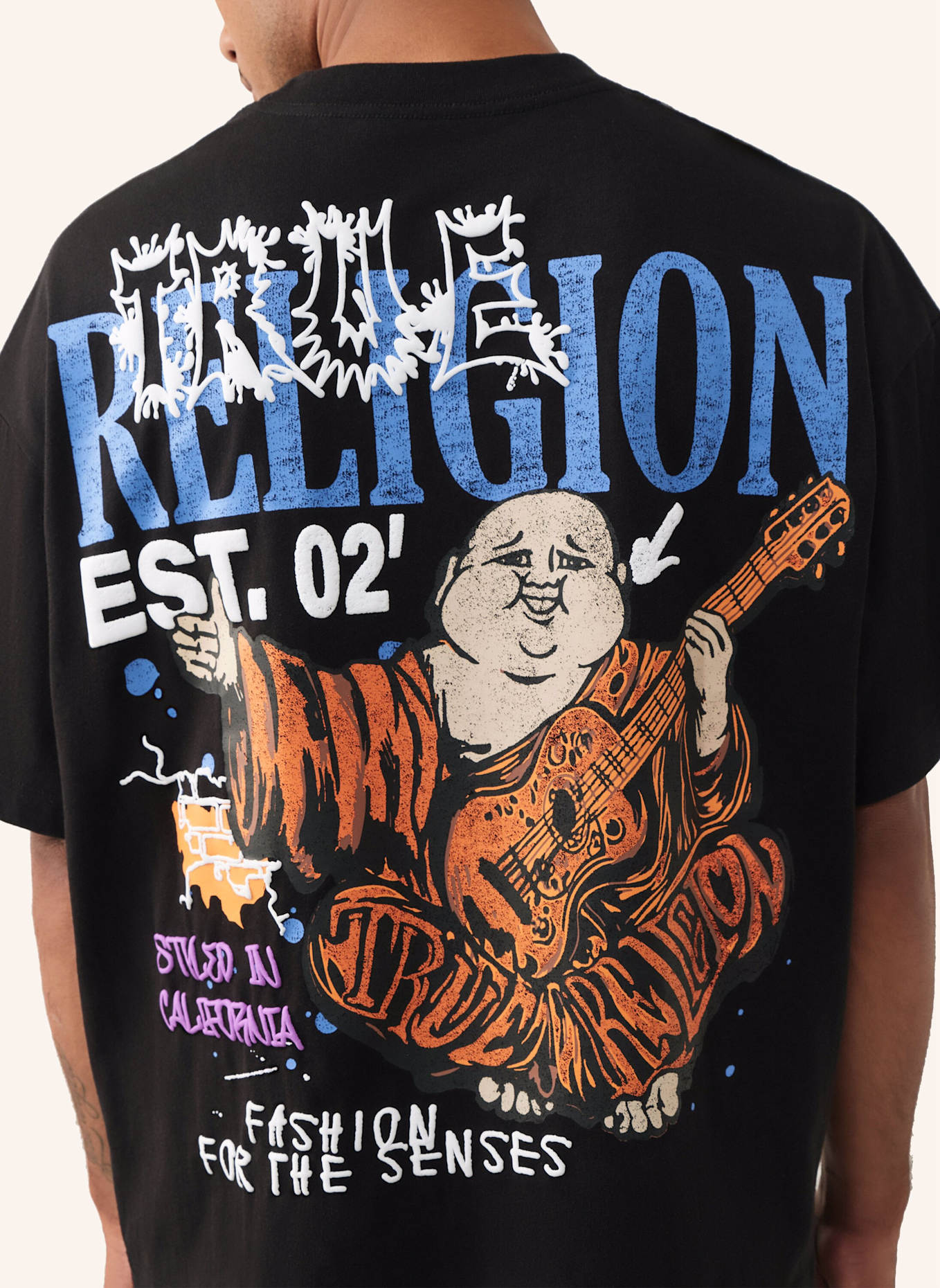 TRUE RELIGION T-Shirt CONCERT BUUDHA: SCHWARZ