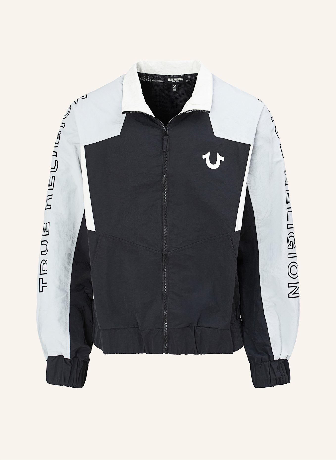 TRUE RELIGION Track-Jacke COLORBLOCKING: SCHWARZ