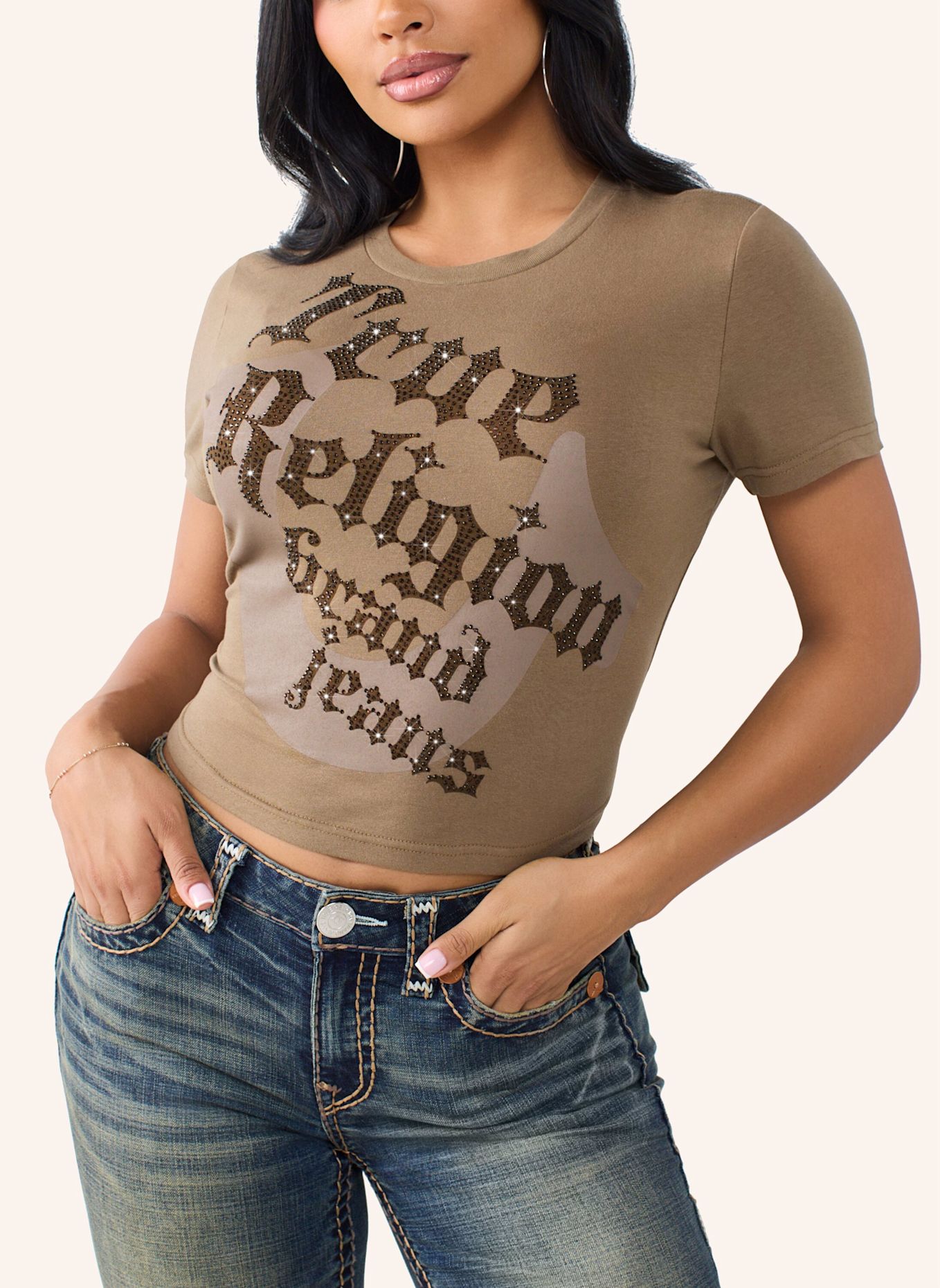 TRUE RELIGION T-Shirt: HELLBRAUN