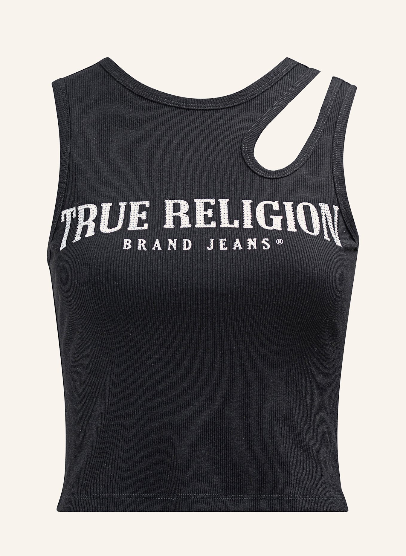 TRUE RELIGION Top Cut Out: SCHWARZ