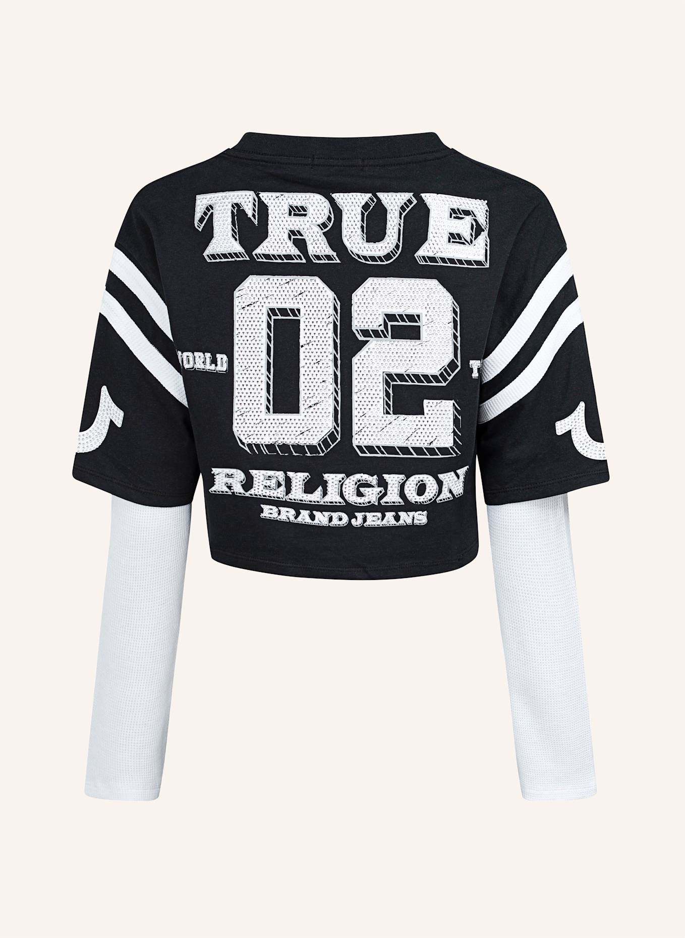 TRUE RELIGION Langarmshirt CRYSTAL: SCHWARZ/ WEISS