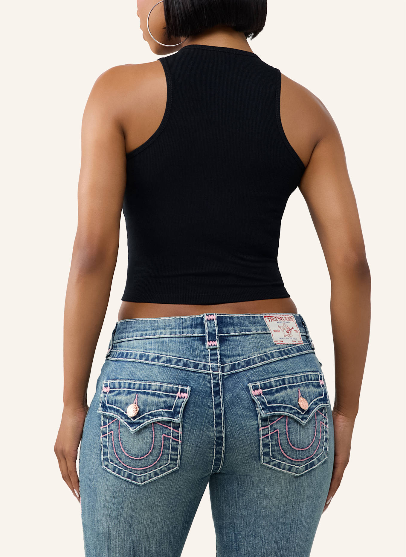 TRUE RELIGION Tank Top: SCHWARZ