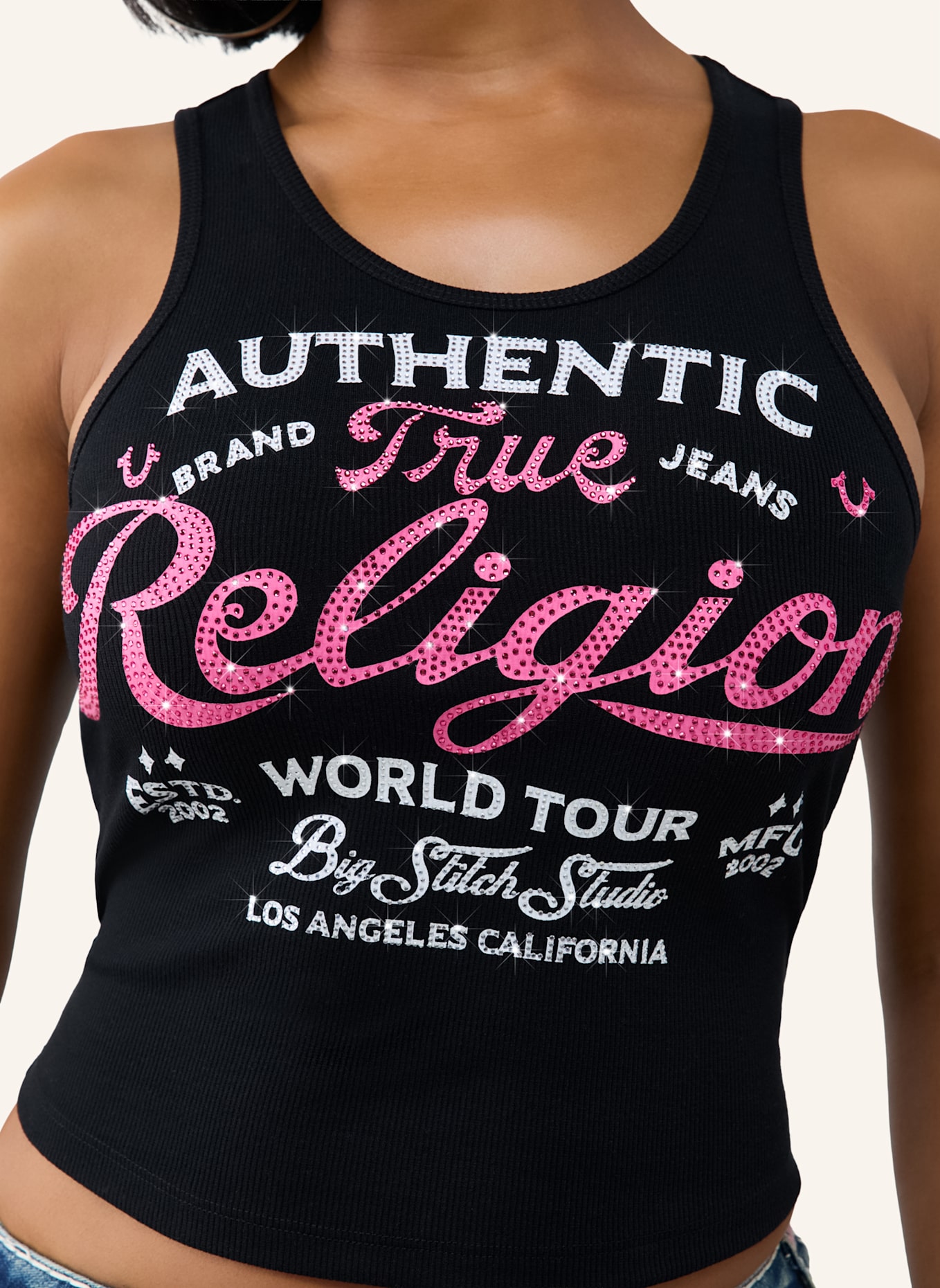 TRUE RELIGION Tank Top: SCHWARZ
