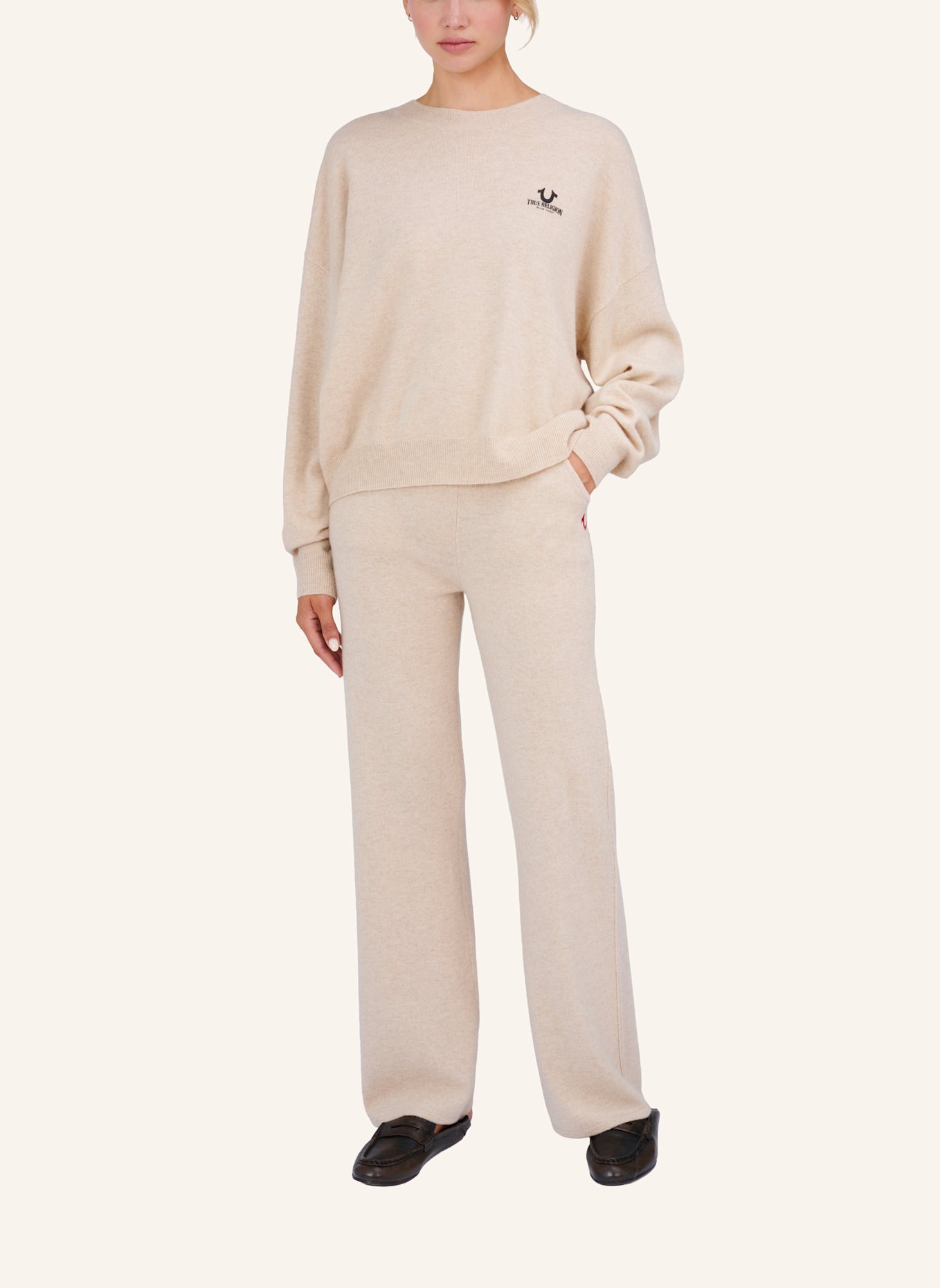 TRUE RELIGION Strickhose MC POCKET: BEIGE