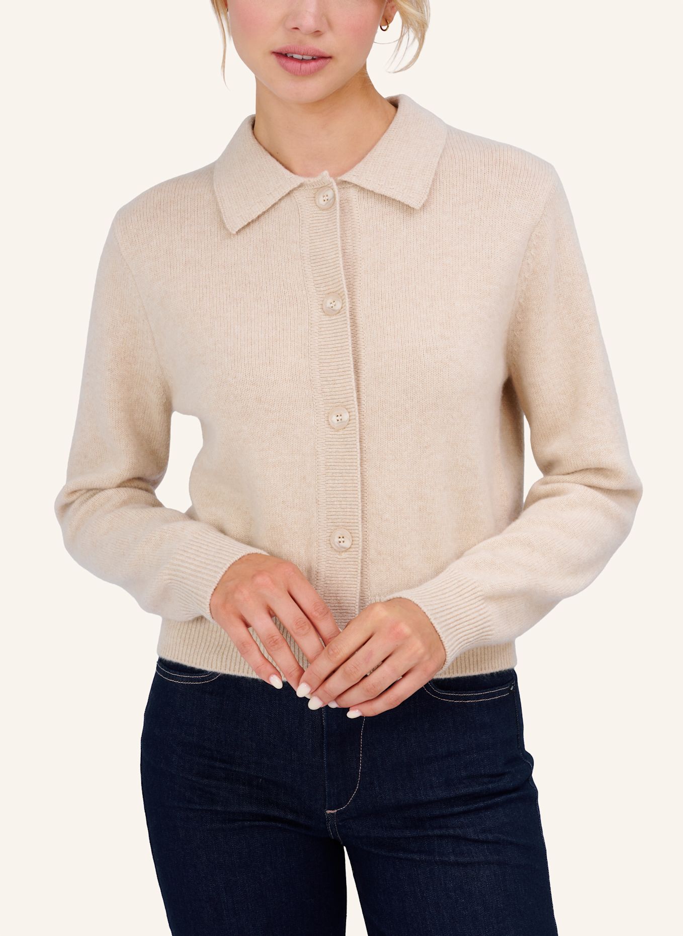 TRUE RELIGION Strickjacke POLO CHUNKY: BEIGE