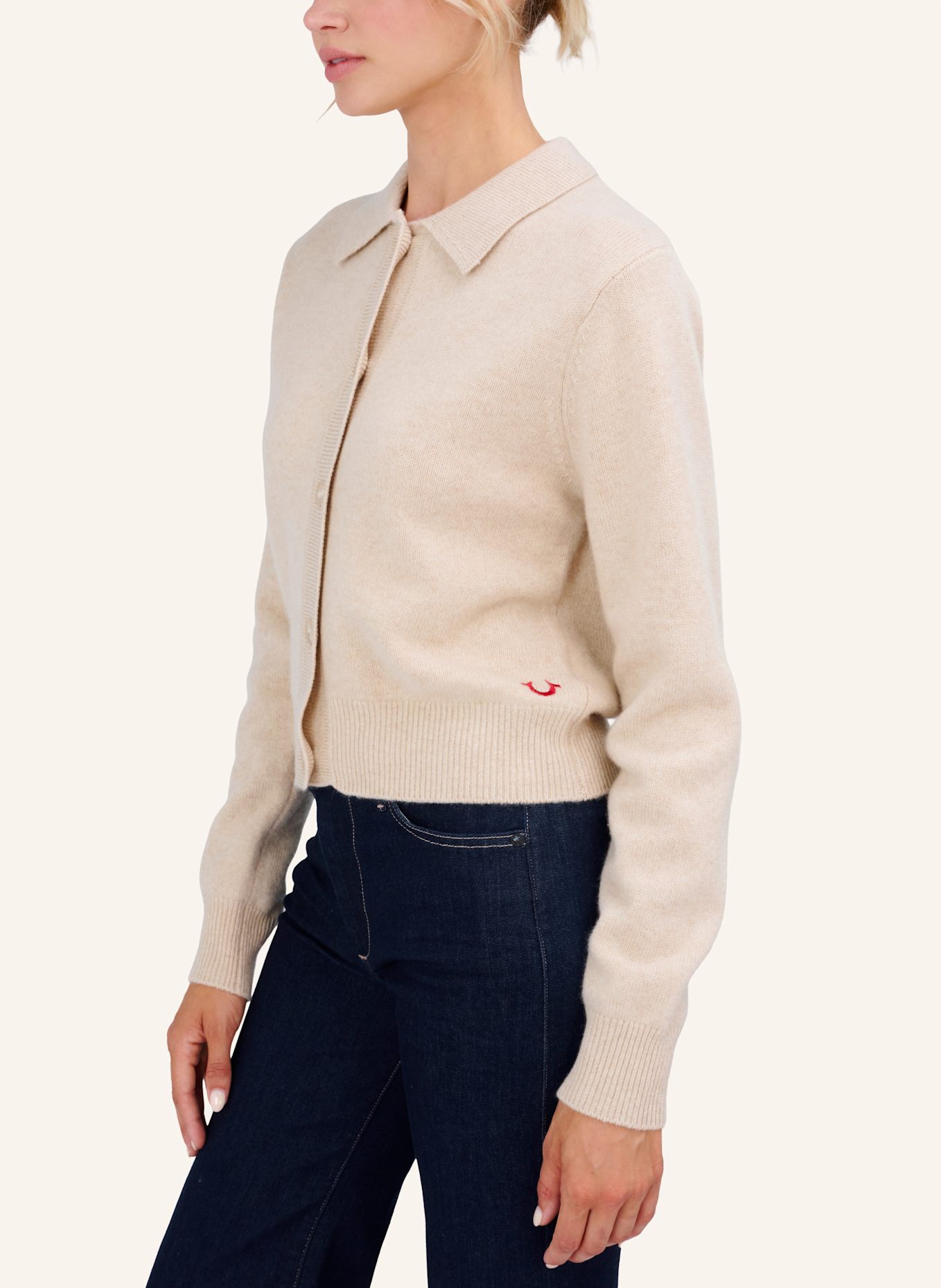 TRUE RELIGION Strickjacke POLO CHUNKY: BEIGE