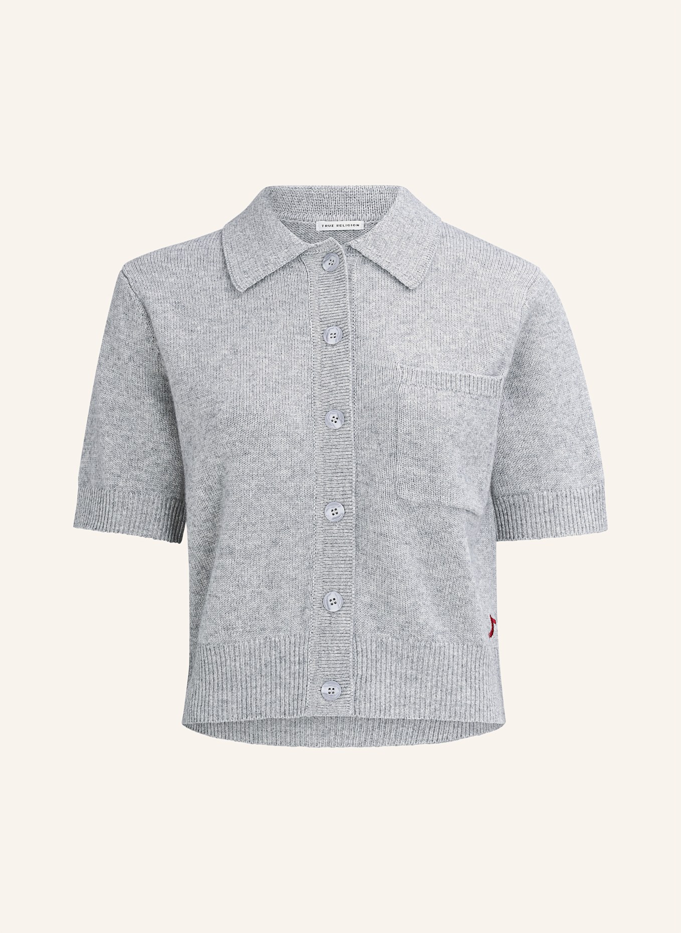 TRUE RELIGION Strickjacke-Kurzarm CHUNKY: GRAU