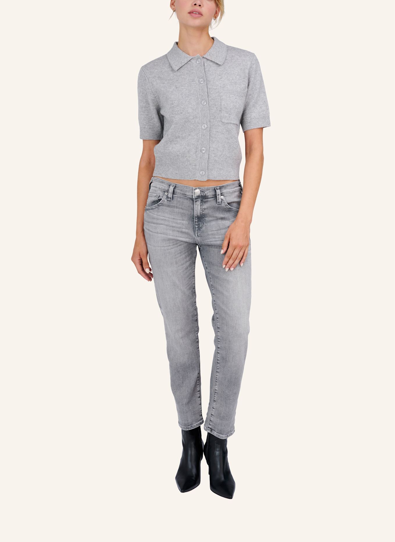 TRUE RELIGION Strickjacke-Kurzarm CHUNKY: GRAU