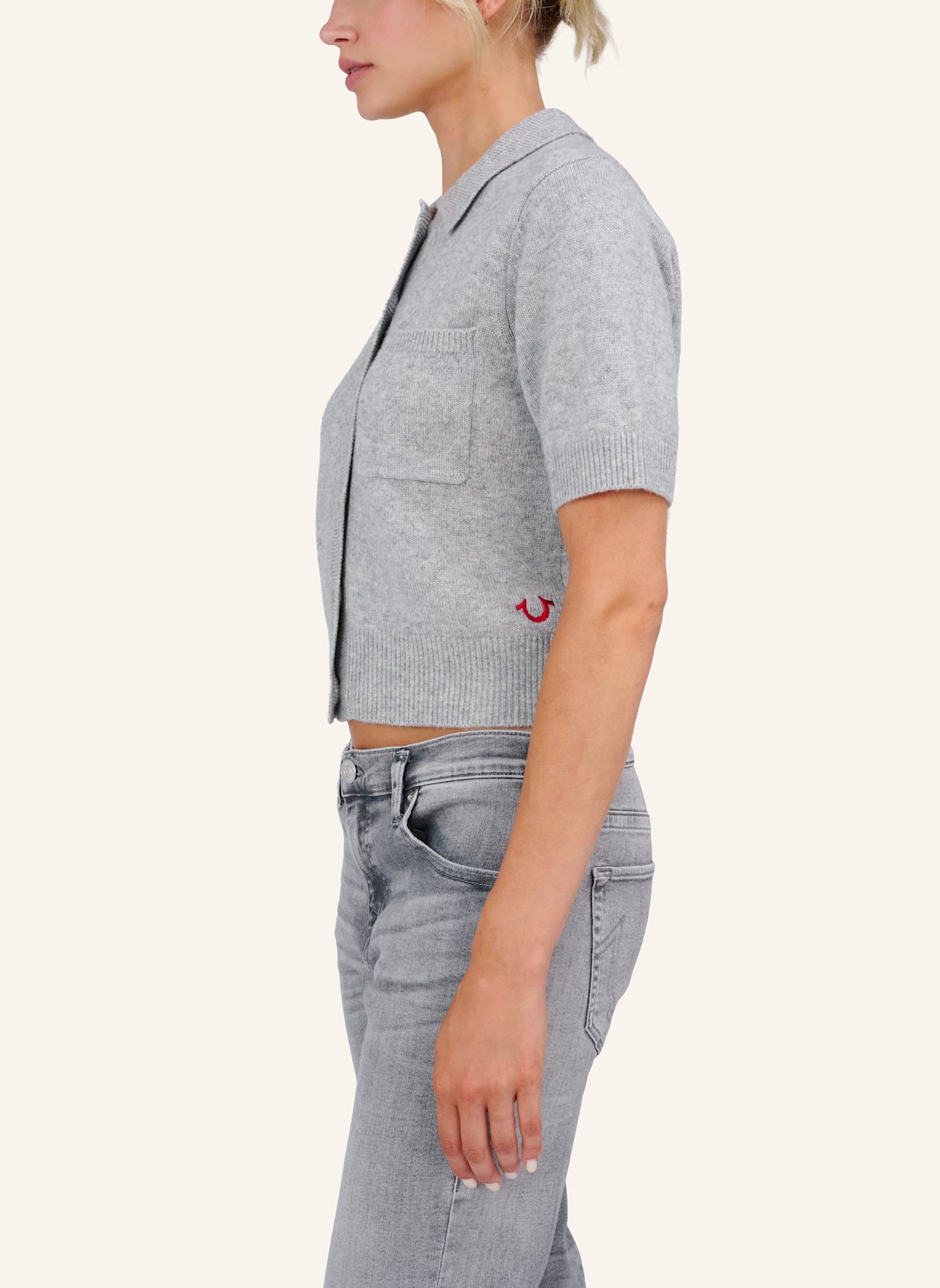 TRUE RELIGION Strickjacke-Kurzarm CHUNKY: GRAU