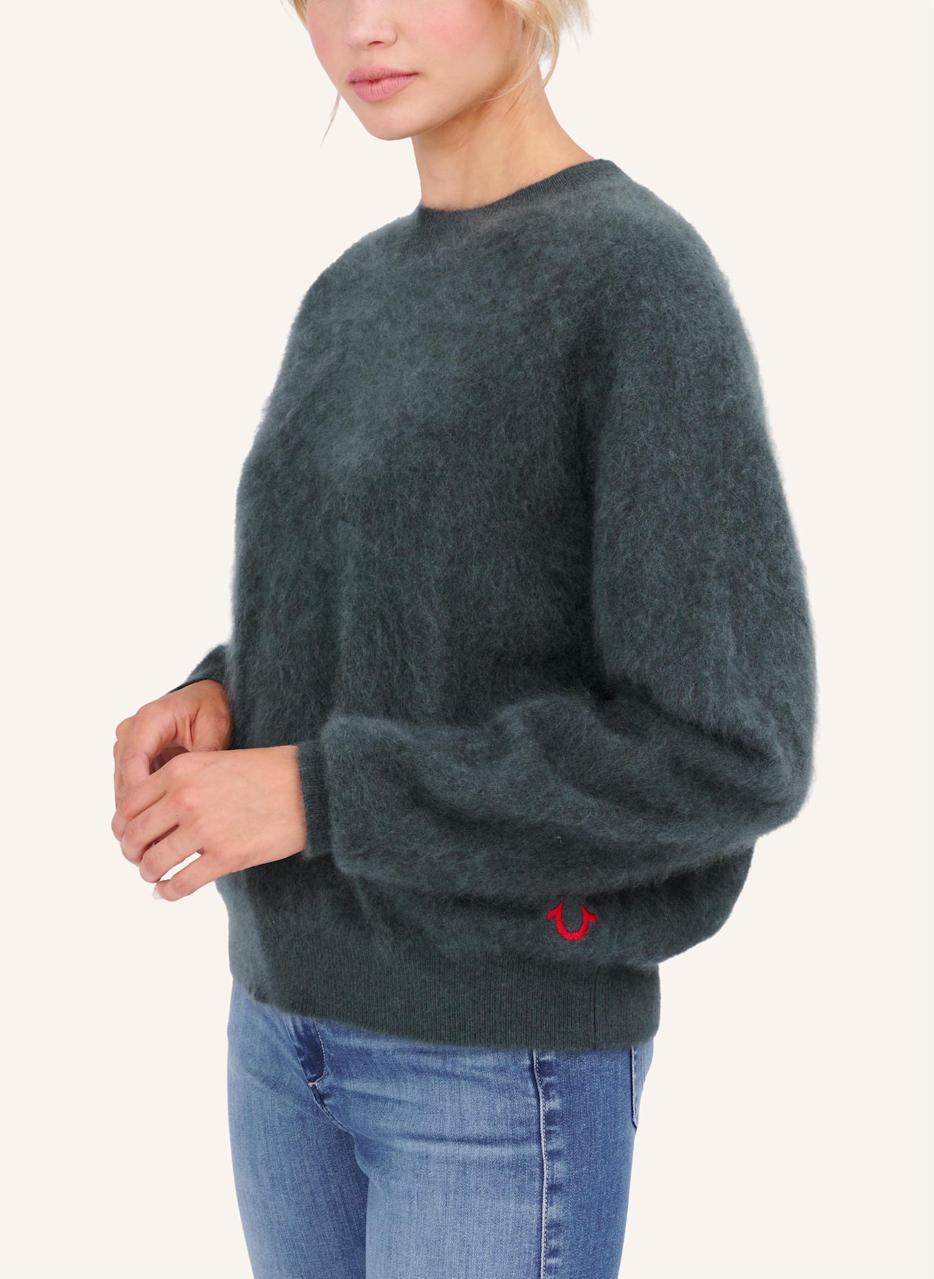 TRUE RELIGION Cashmere-Pullover: OLIV