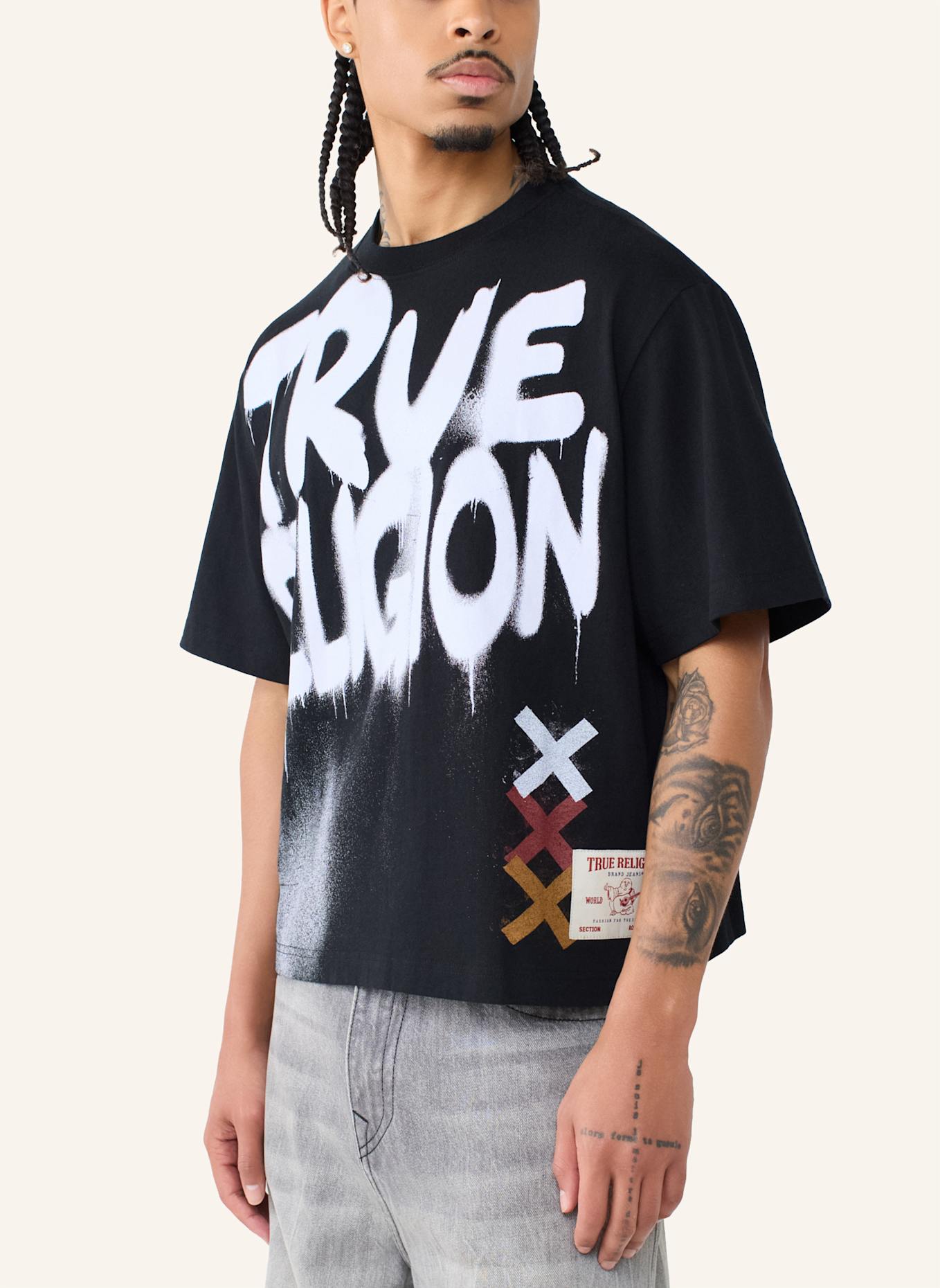 TRUE RELIGION T-Shirt GRAFFITTI: SCHWARZ