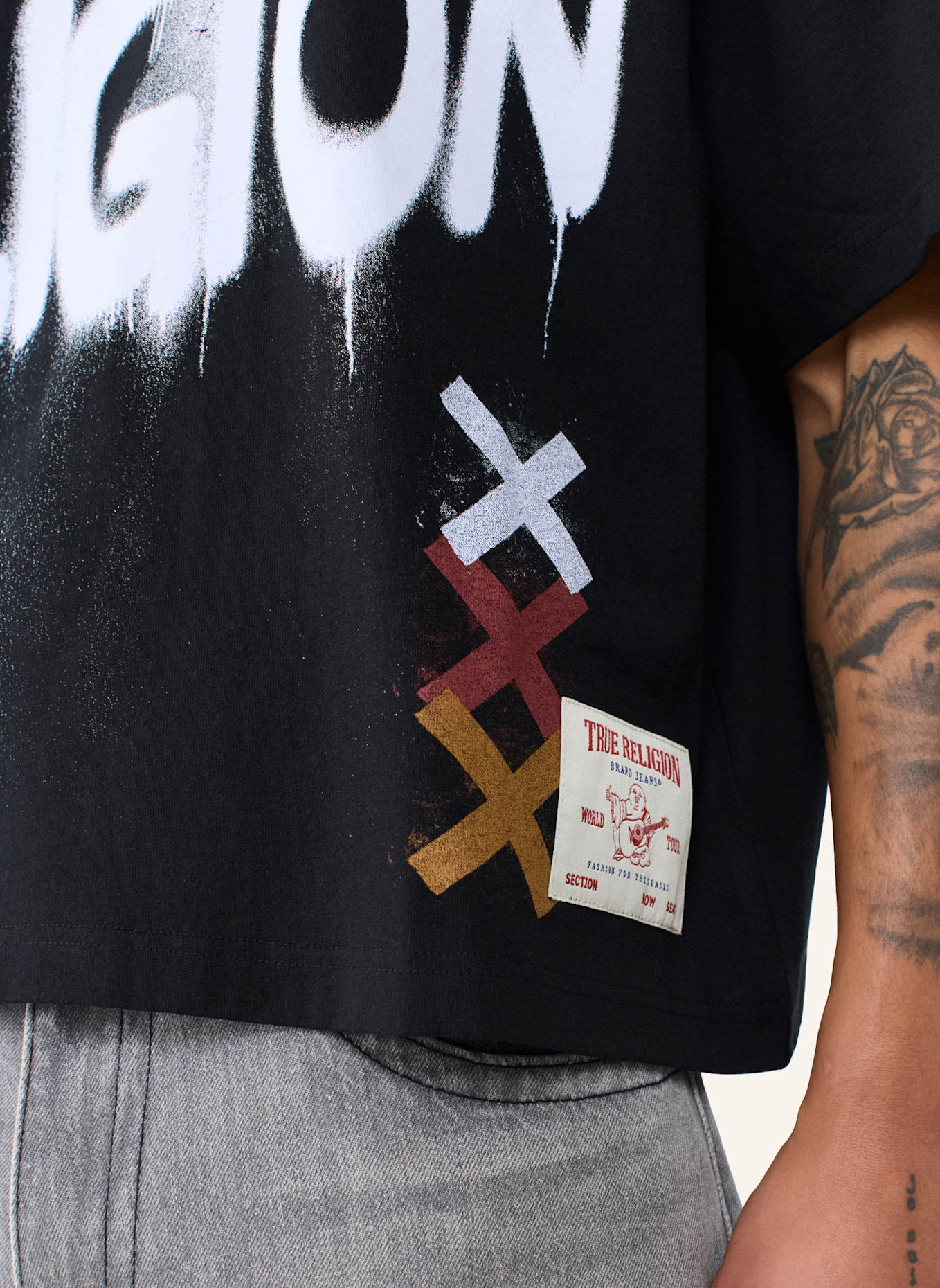 TRUE RELIGION T-Shirt GRAFFITTI: SCHWARZ