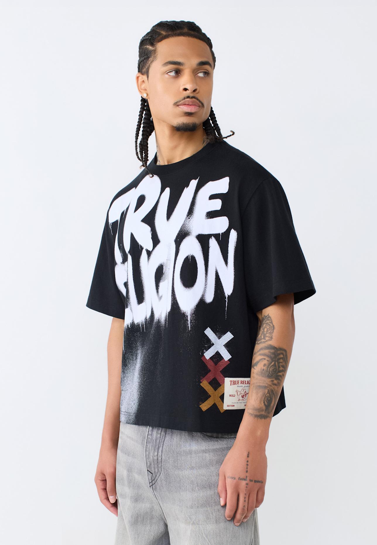 TRUE RELIGION T-Shirt GRAFFITTI: SCHWARZ