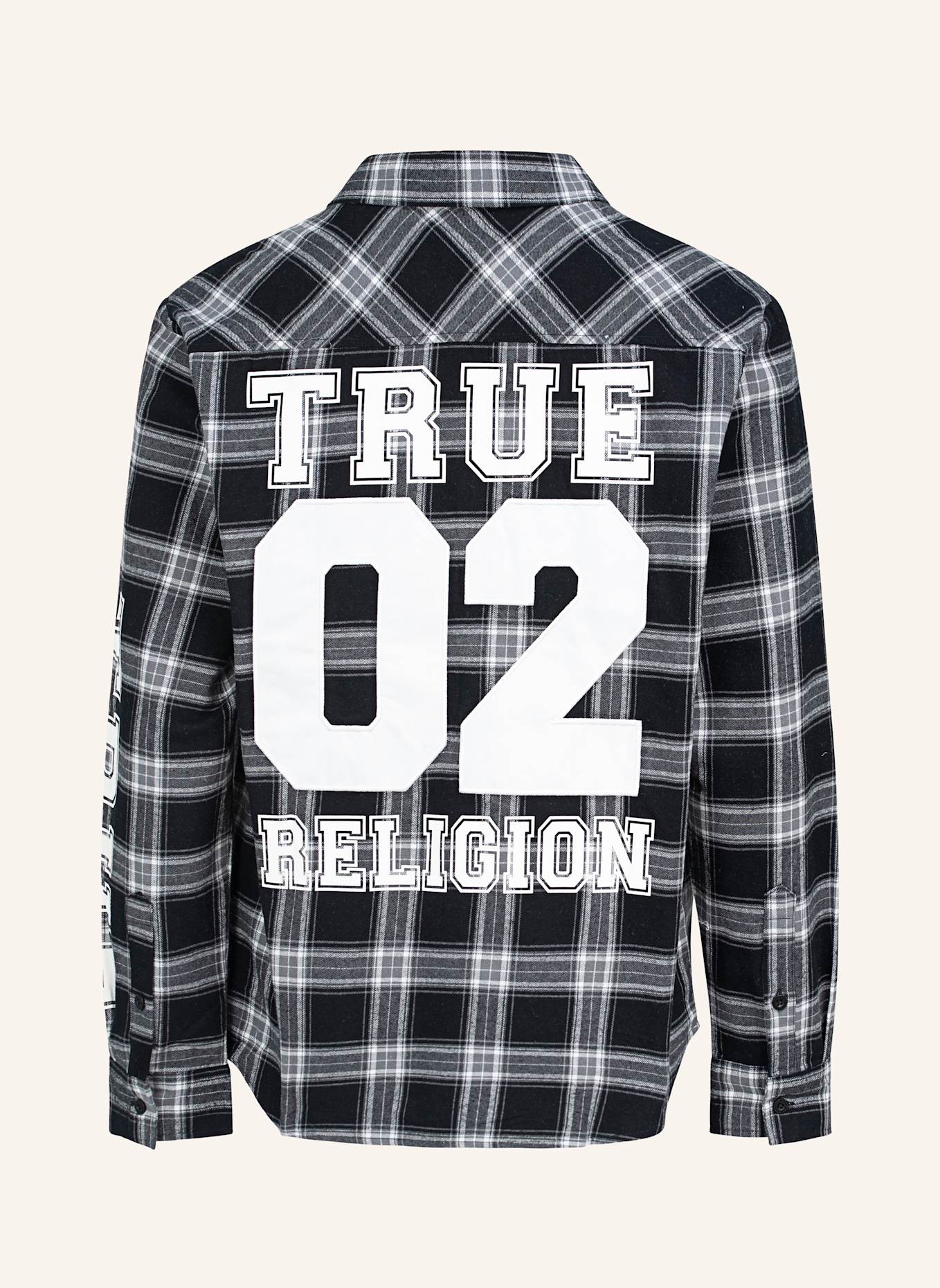 TRUE RELIGION Flannell Hemd: SCHWARZ/ WEISS