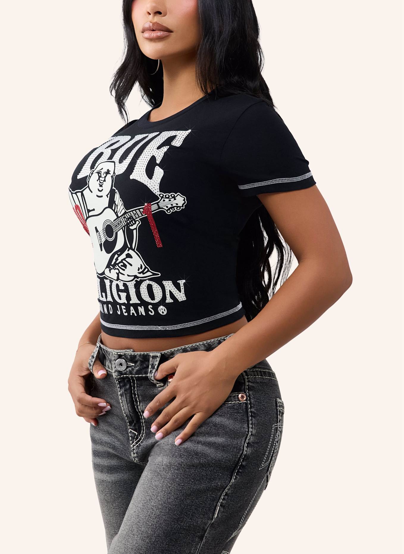 TRUE RELIGION T-Shirt BUDDHA: SCHWARZ