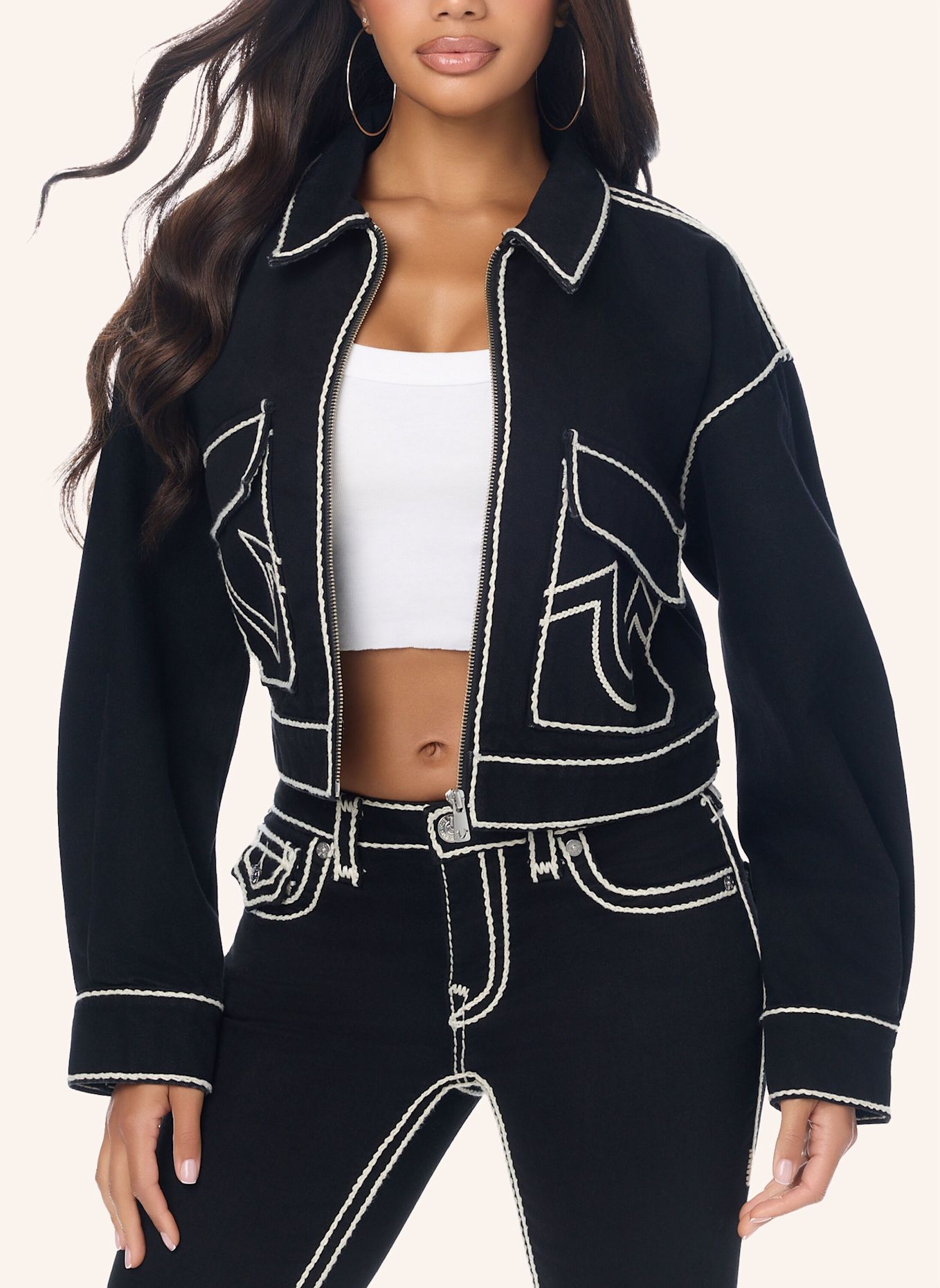 TRUE RELIGION Jeansjacke: SCHWARZ