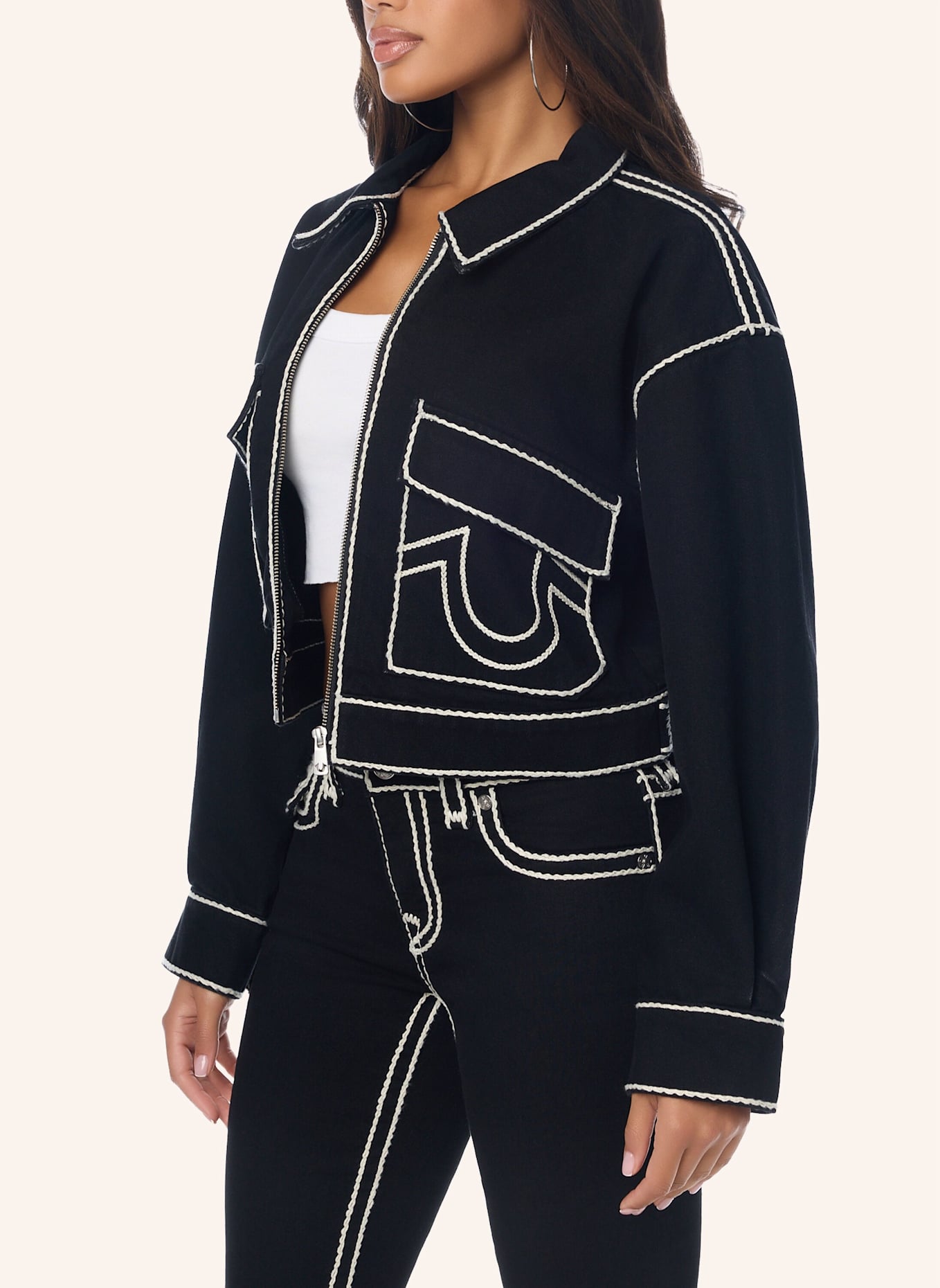 TRUE RELIGION Jeansjacke: SCHWARZ