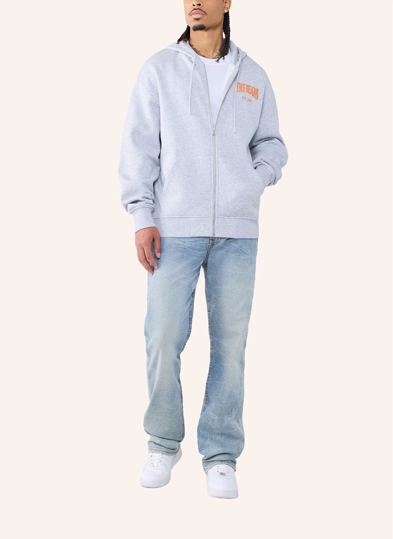 TRUE RELIGION Zip-Hoodie: GRAU