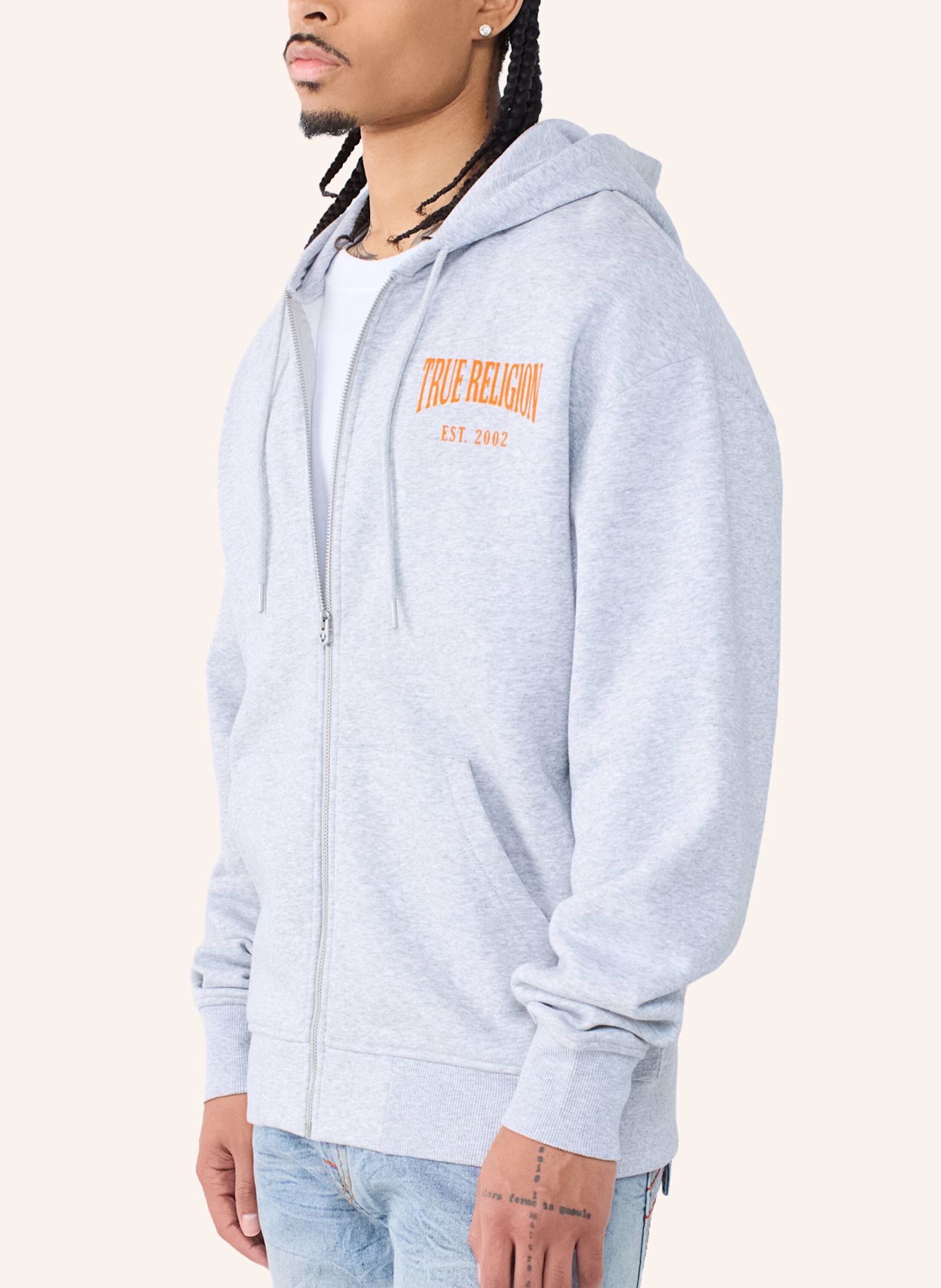 TRUE RELIGION Zip-Hoodie: GRAU