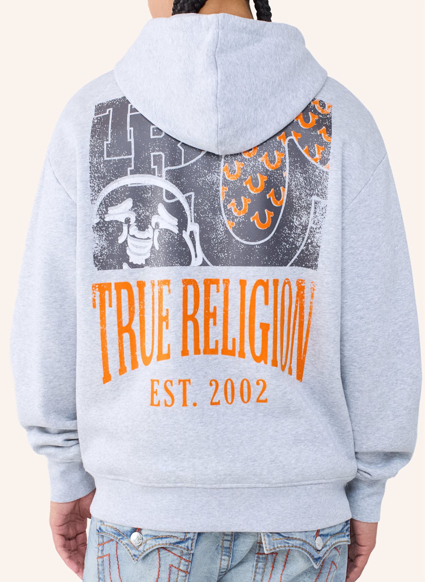 TRUE RELIGION Zip-Hoodie: GRAU