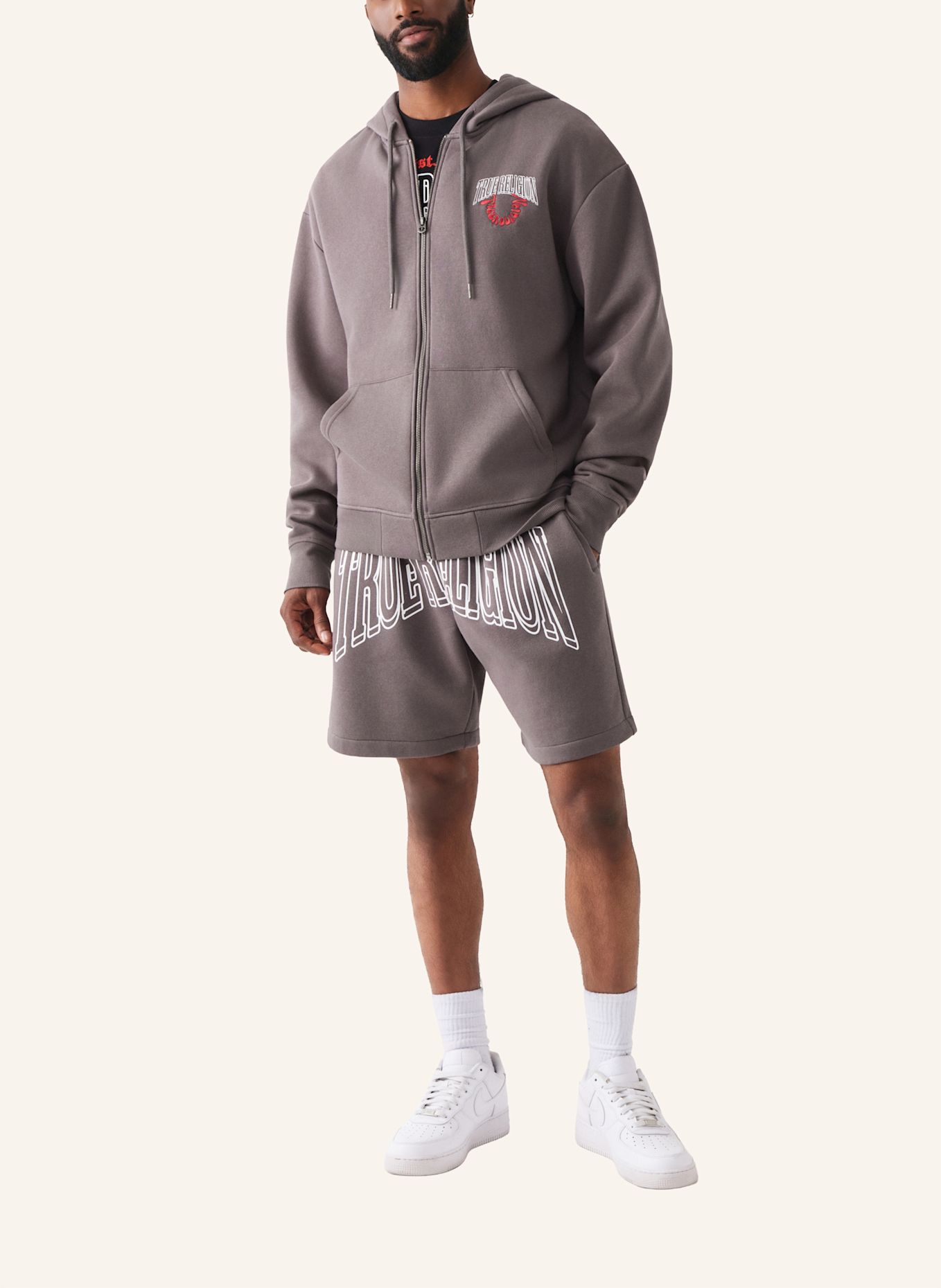 TRUE RELIGION Zip-Hoodie GROOVY BUDDHA: GRAU