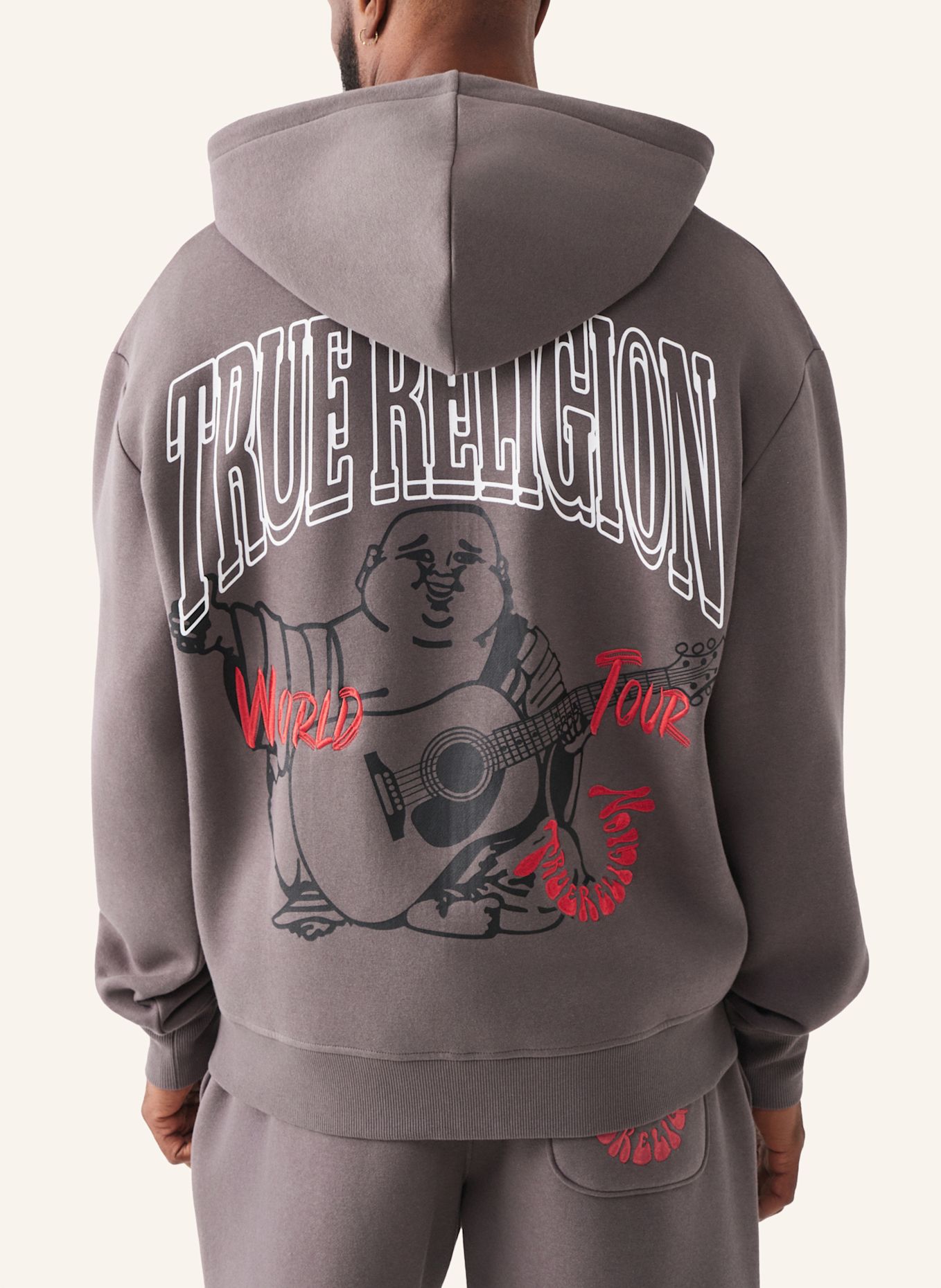 TRUE RELIGION Zip-Hoodie GROOVY BUDDHA: GRAU