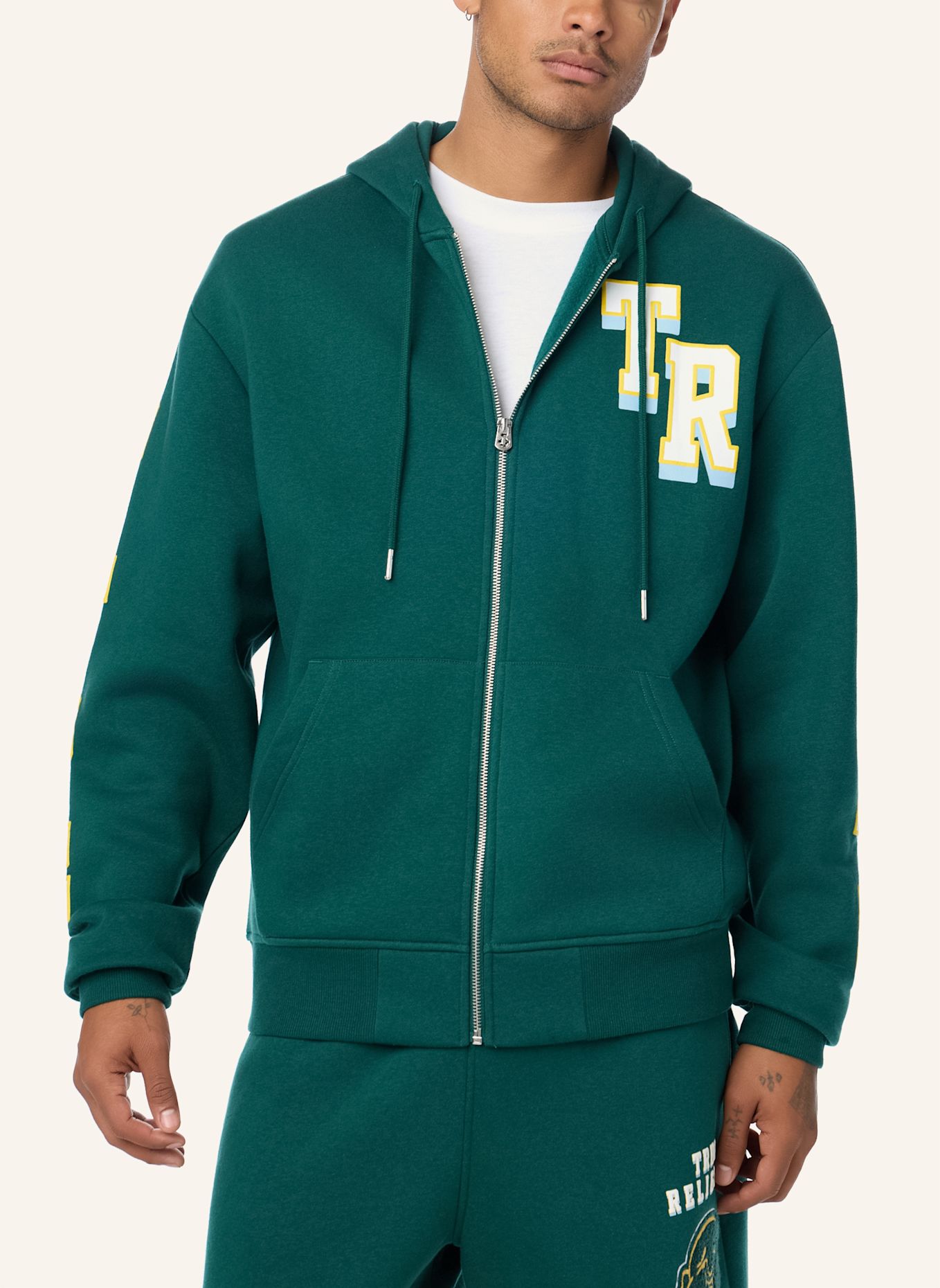 TRUE RELIGION Sweatshirtjacke: GRÜN