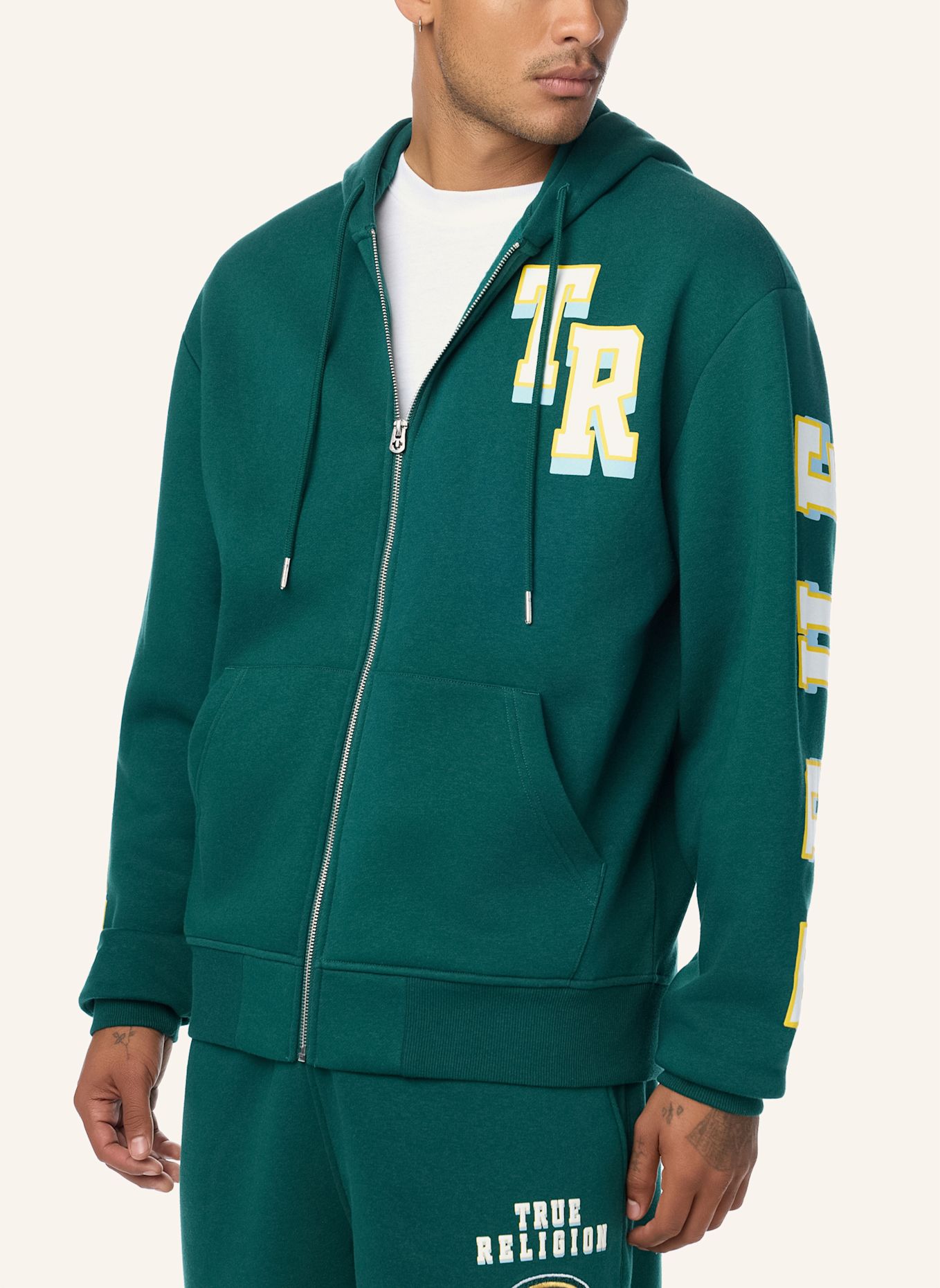TRUE RELIGION Sweatshirtjacke: GRÜN