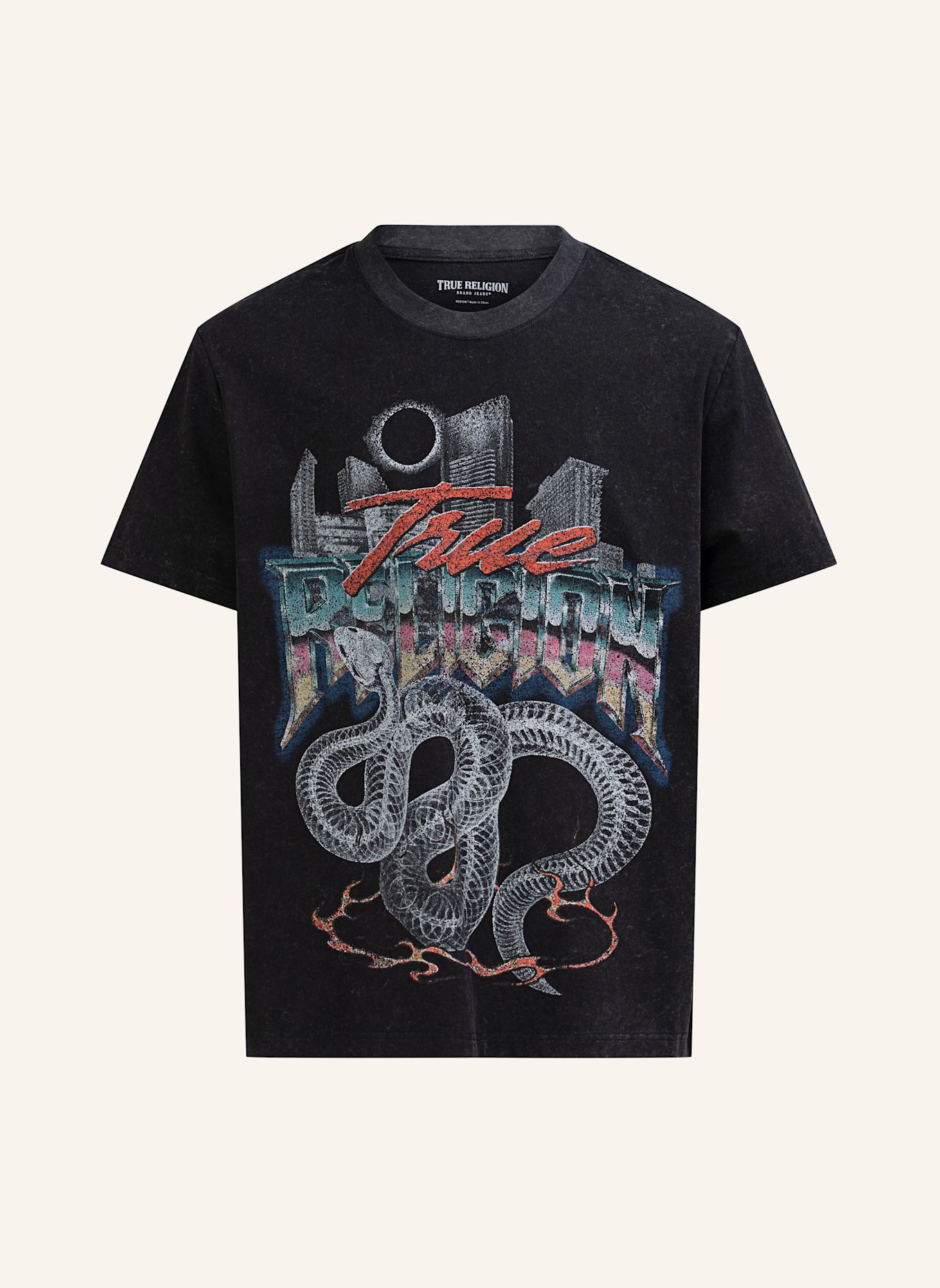 TRUE RELIGION T-Shirt SNAKE: SCHWARZ
