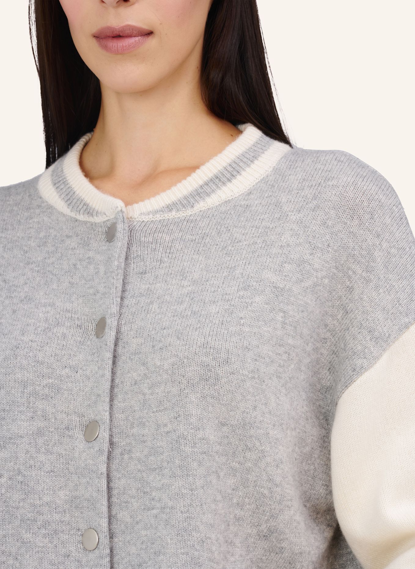 TRUE RELIGION Strick Bomber-Jacke CHUNKY: GRAU