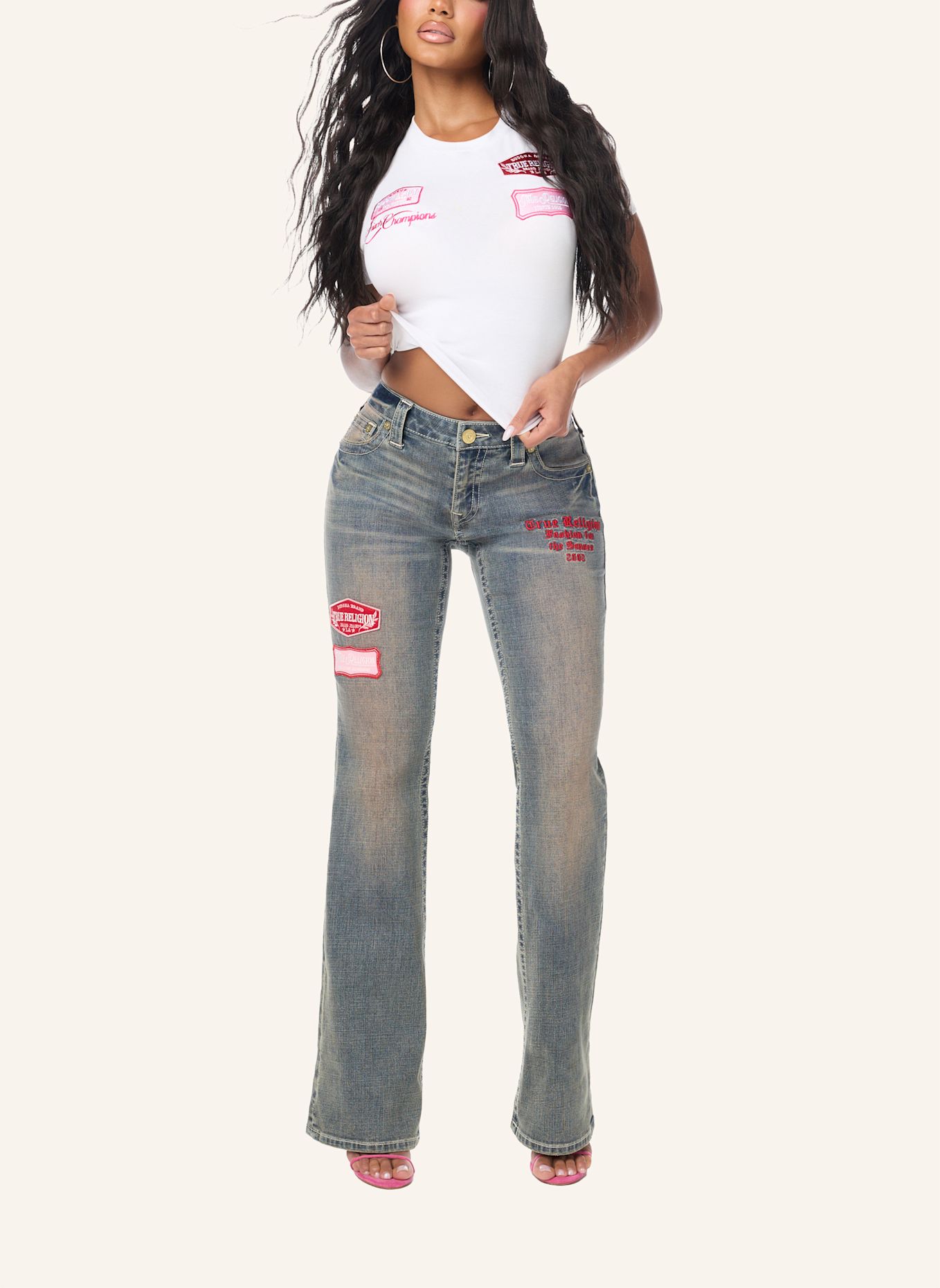 TRUE RELIGION Jeans Becca PATCHES: BLAU