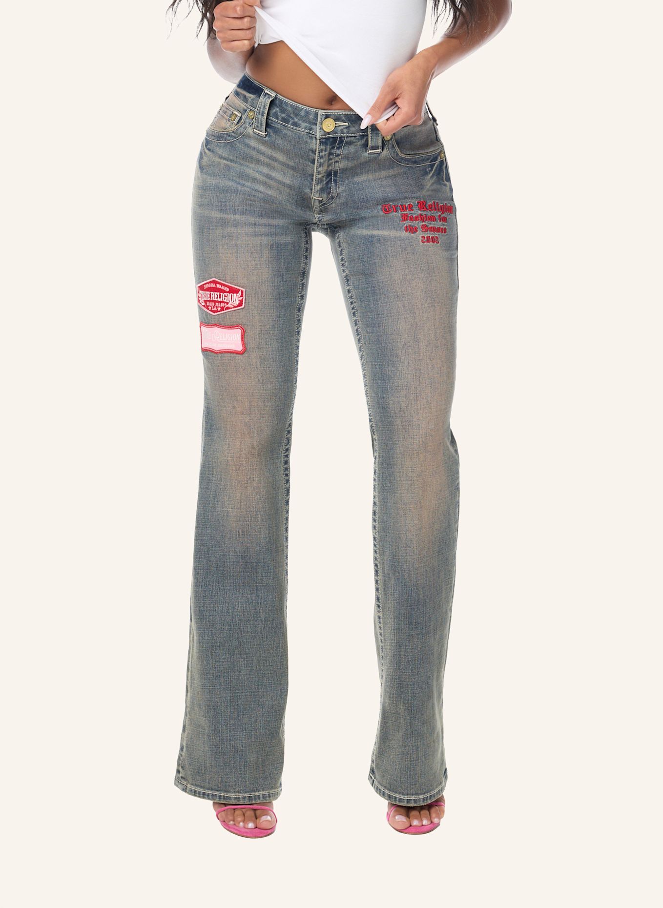 TRUE RELIGION Jeans Becca PATCHES: BLAU