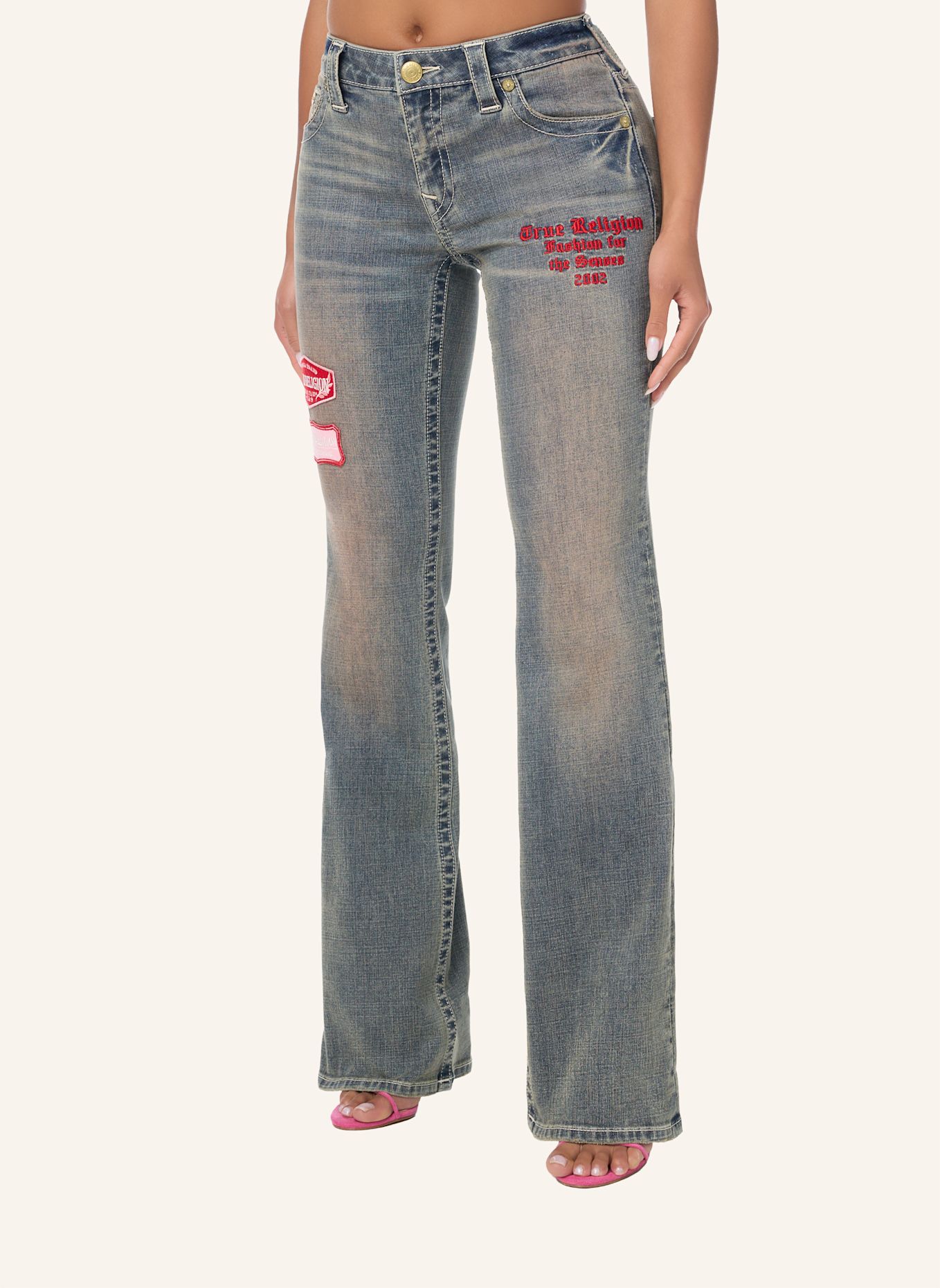 TRUE RELIGION Jeans Becca PATCHES: BLAU