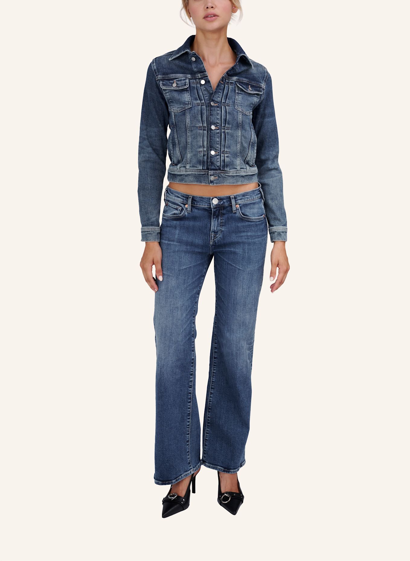 TRUE RELIGION Jeans SOPHIE Bootcut: BLAUGRAU / DUNKELBLAU