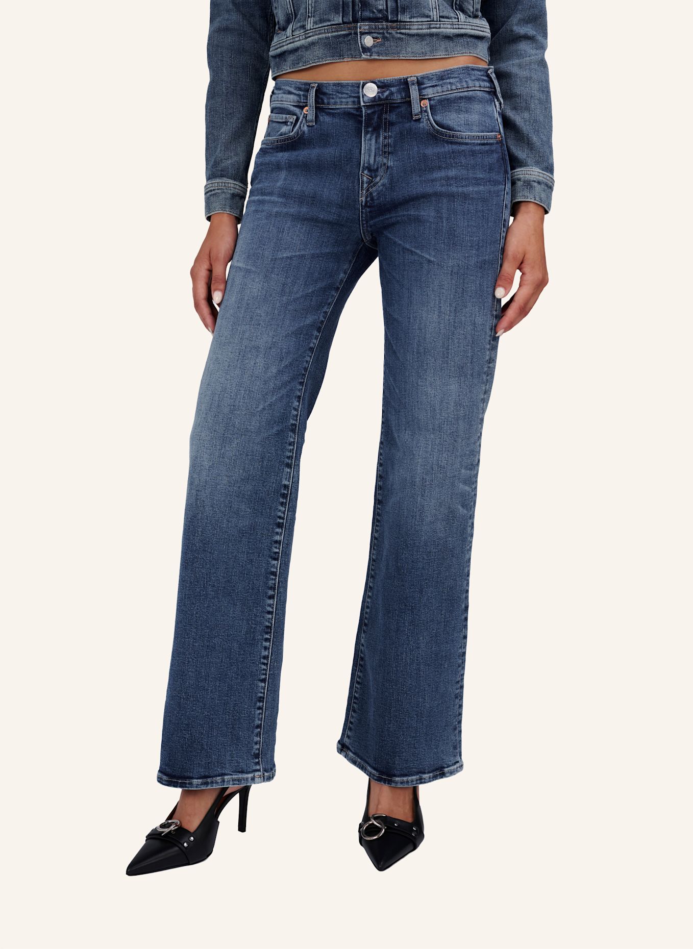 TRUE RELIGION Jeans SOPHIE Bootcut: BLAUGRAU / DUNKELBLAU