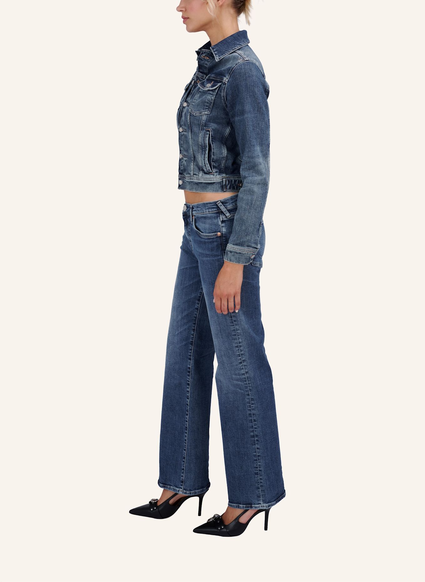 TRUE RELIGION Jeans SOPHIE Bootcut: BLAUGRAU / DUNKELBLAU