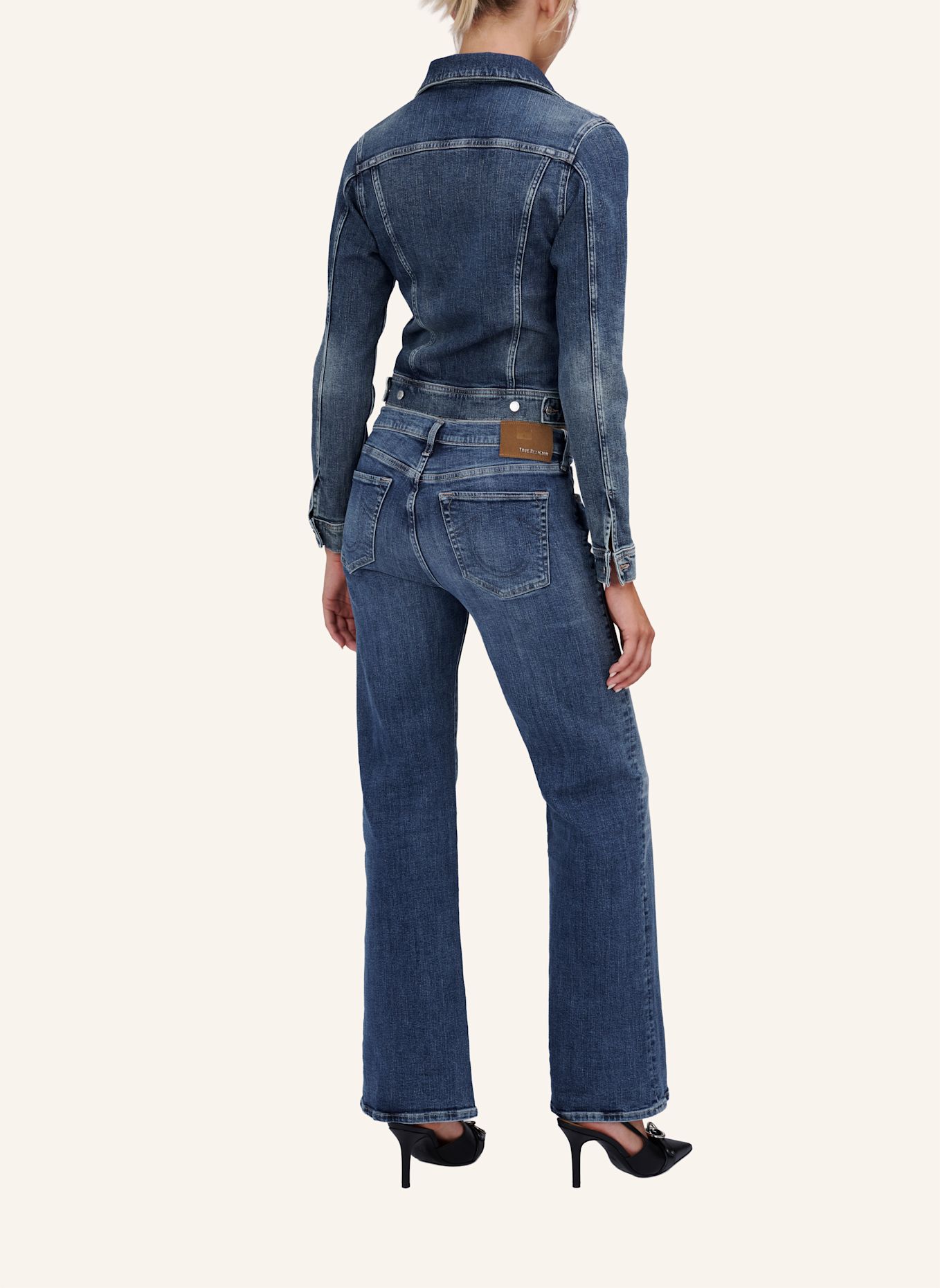 TRUE RELIGION Jeans SOPHIE Bootcut: BLAUGRAU / DUNKELBLAU