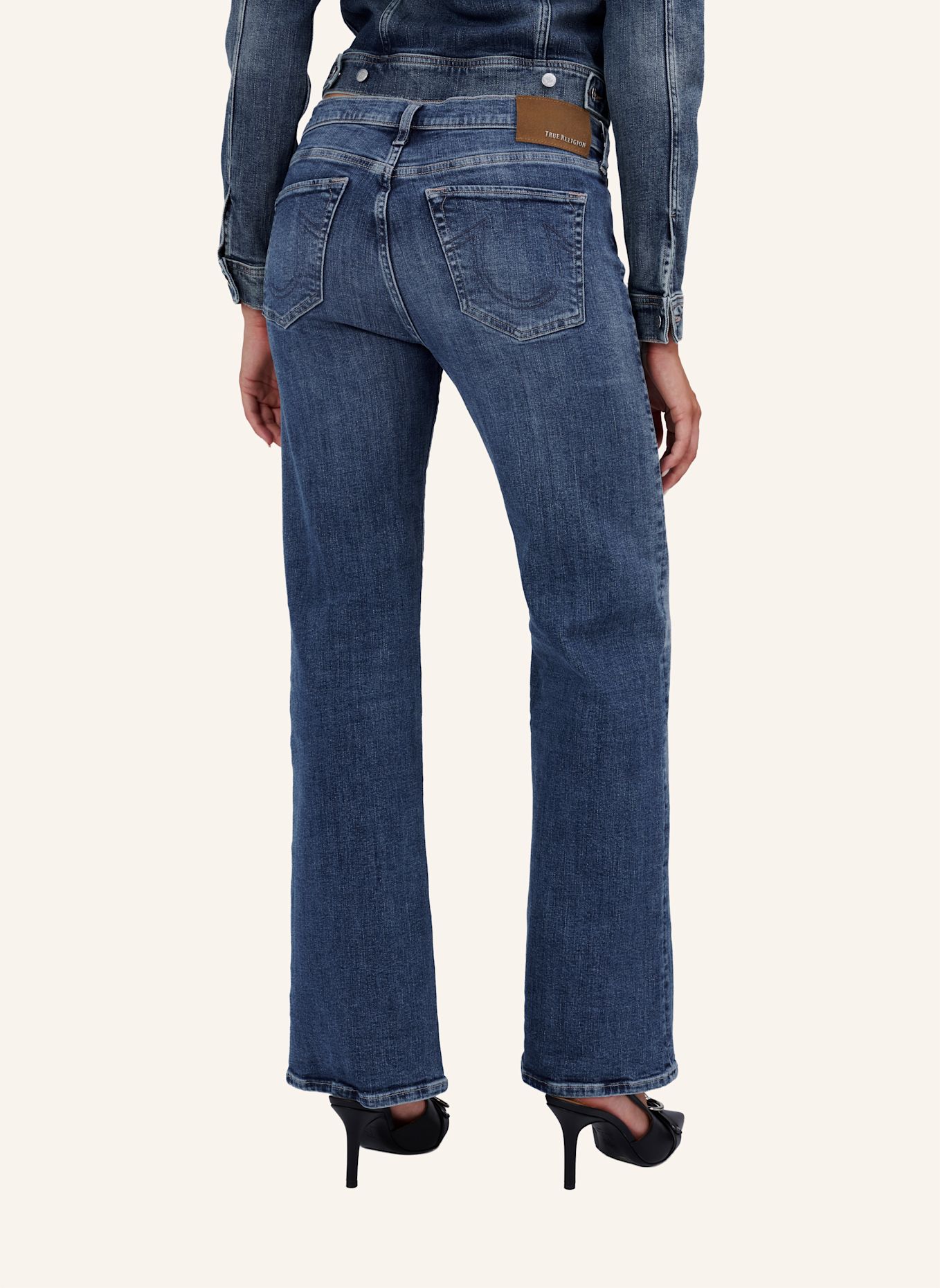 TRUE RELIGION Jeans SOPHIE Bootcut: BLAUGRAU / DUNKELBLAU
