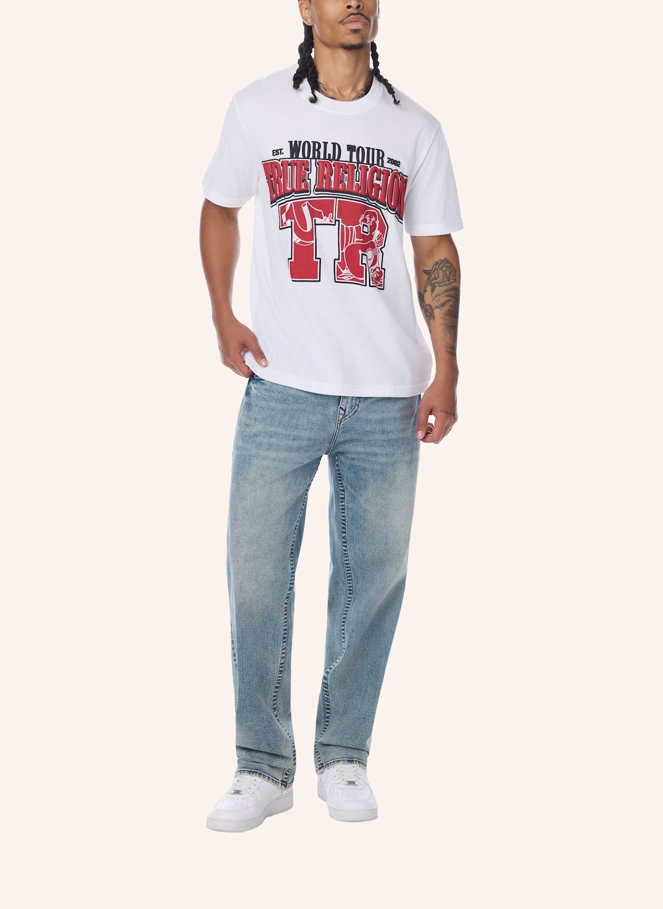 TRUE RELIGION T-Shirt ARCH LOGO: WEISS