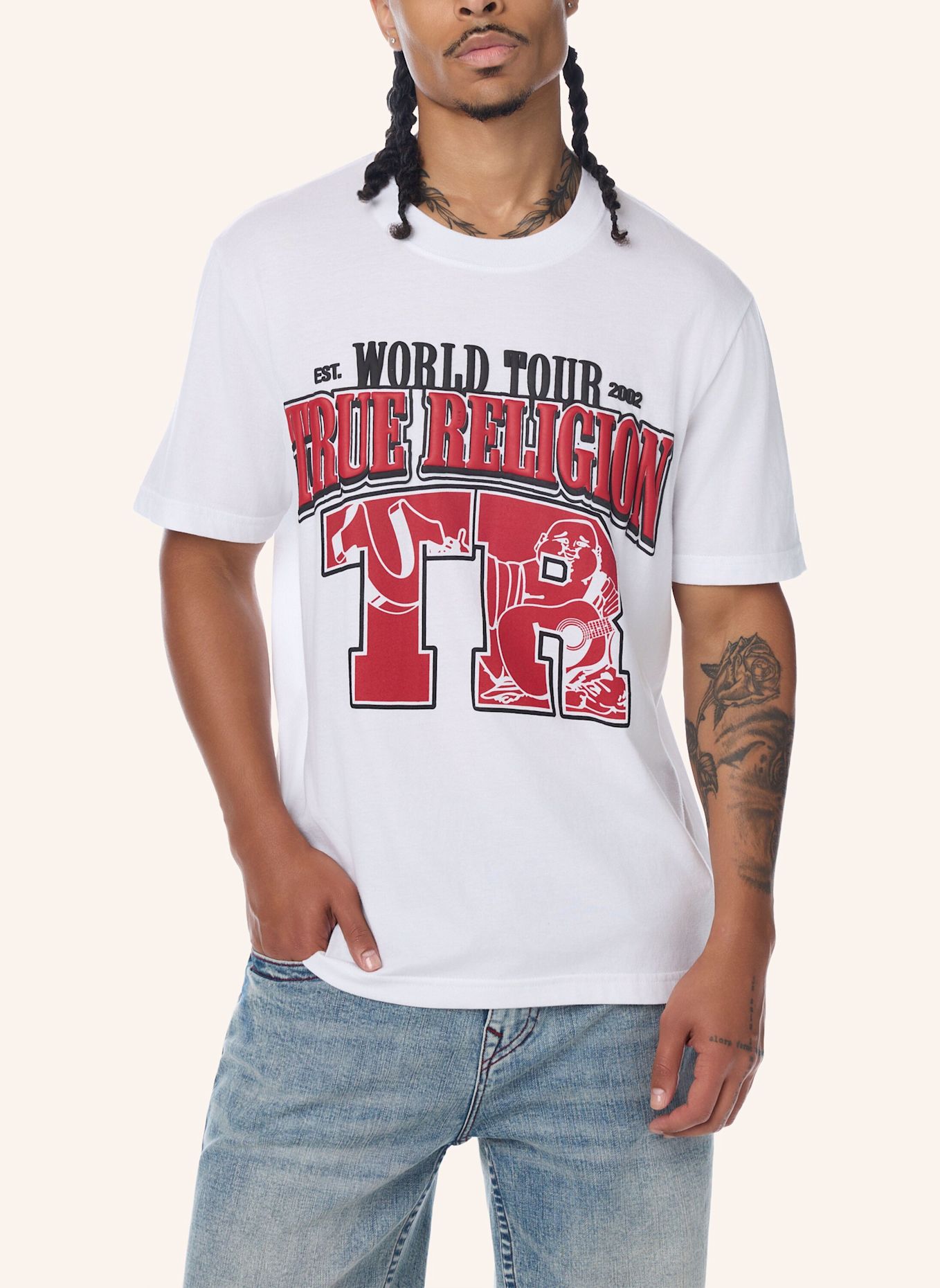 TRUE RELIGION T-Shirt ARCH LOGO: WEISS