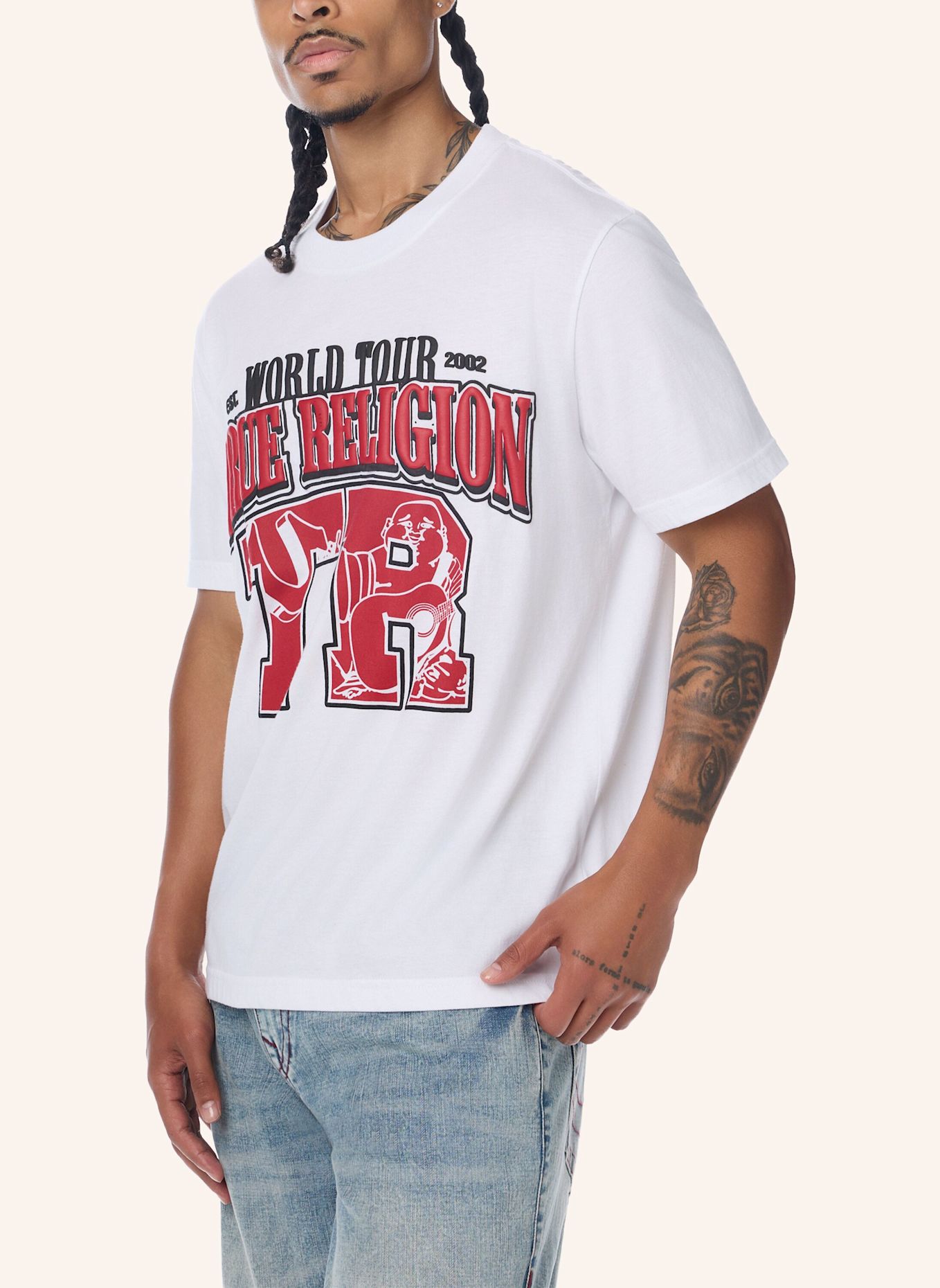TRUE RELIGION T-Shirt ARCH LOGO: WEISS