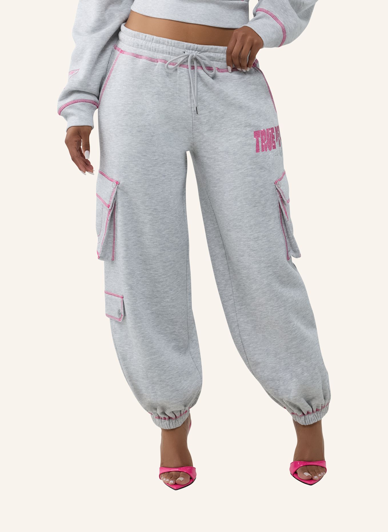 TRUE RELIGION Sweatpant CRYSTAL: GRAU