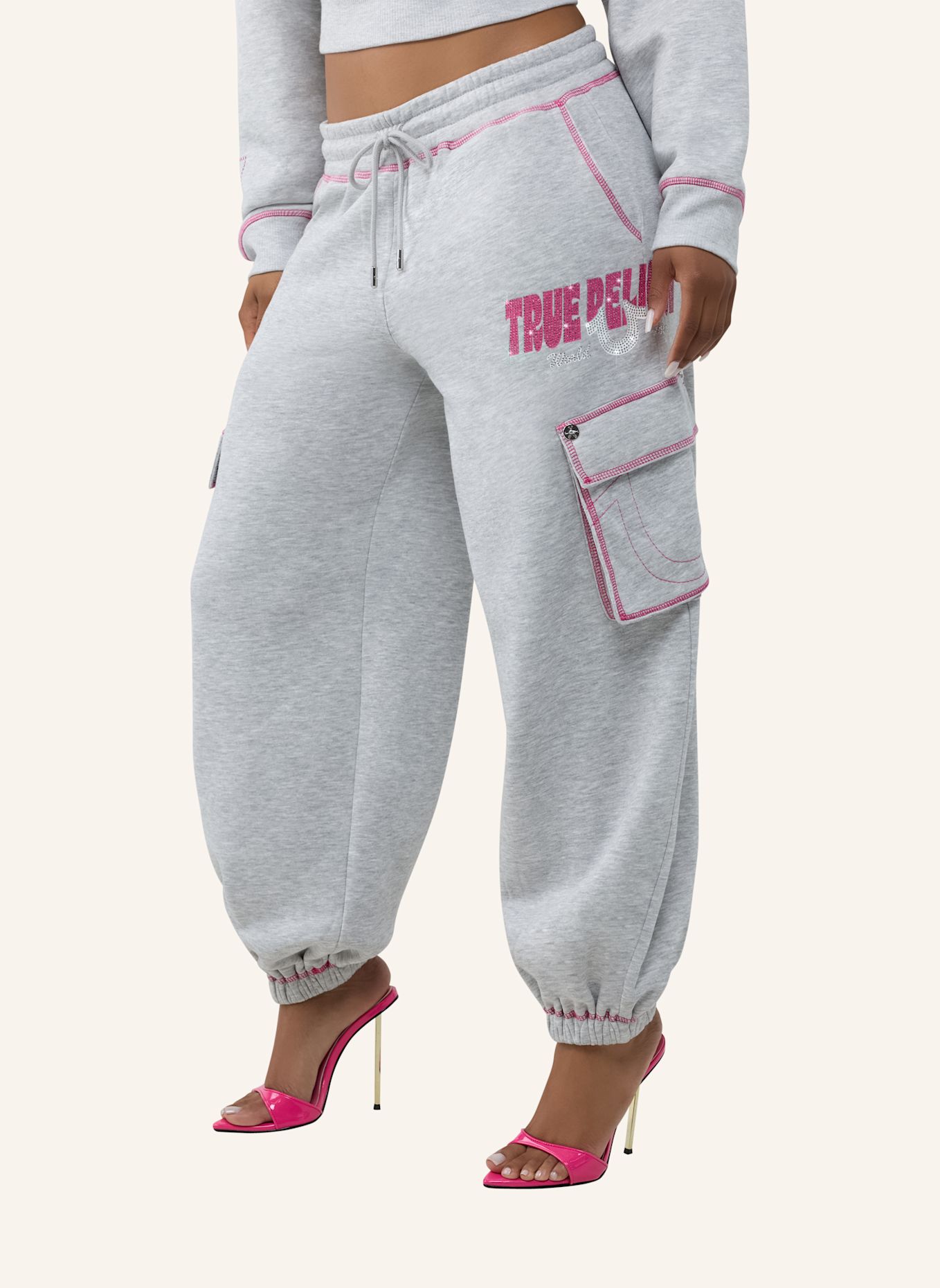 TRUE RELIGION Sweatpant CRYSTAL: GRAU