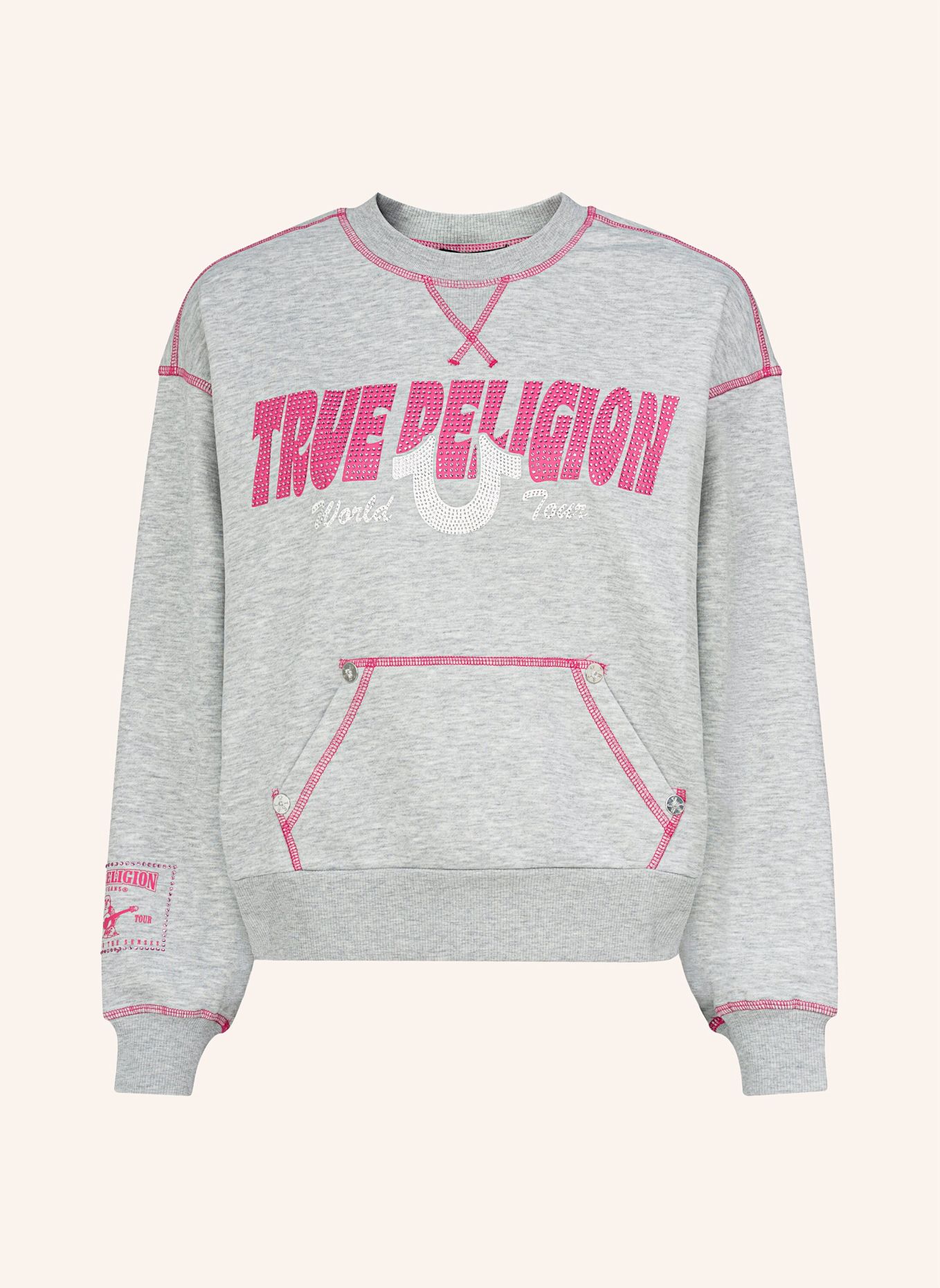 TRUE RELIGION Sweatshirt CRYSTAL: GRAU
