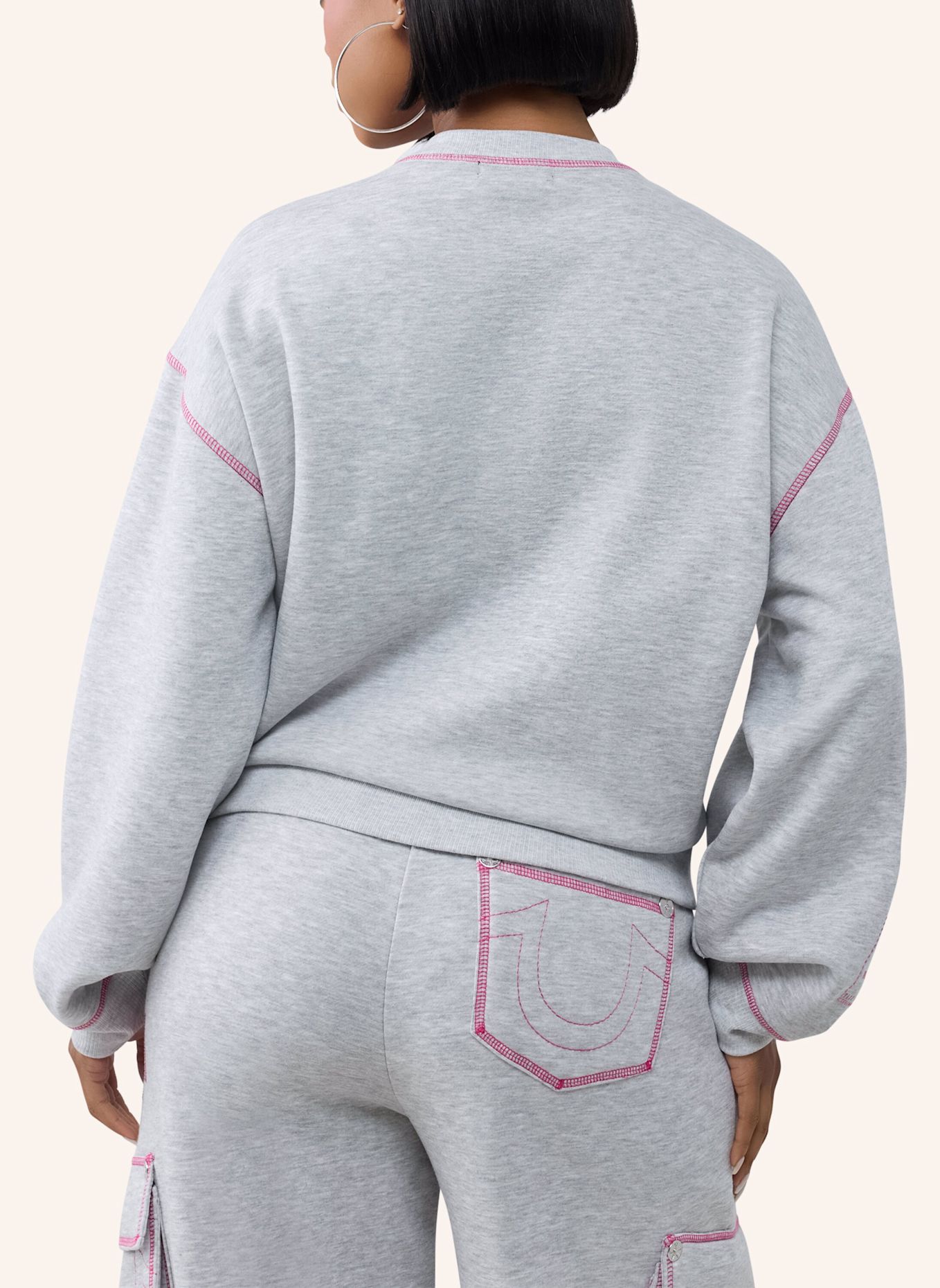 TRUE RELIGION Sweatshirt CRYSTAL: GRAU