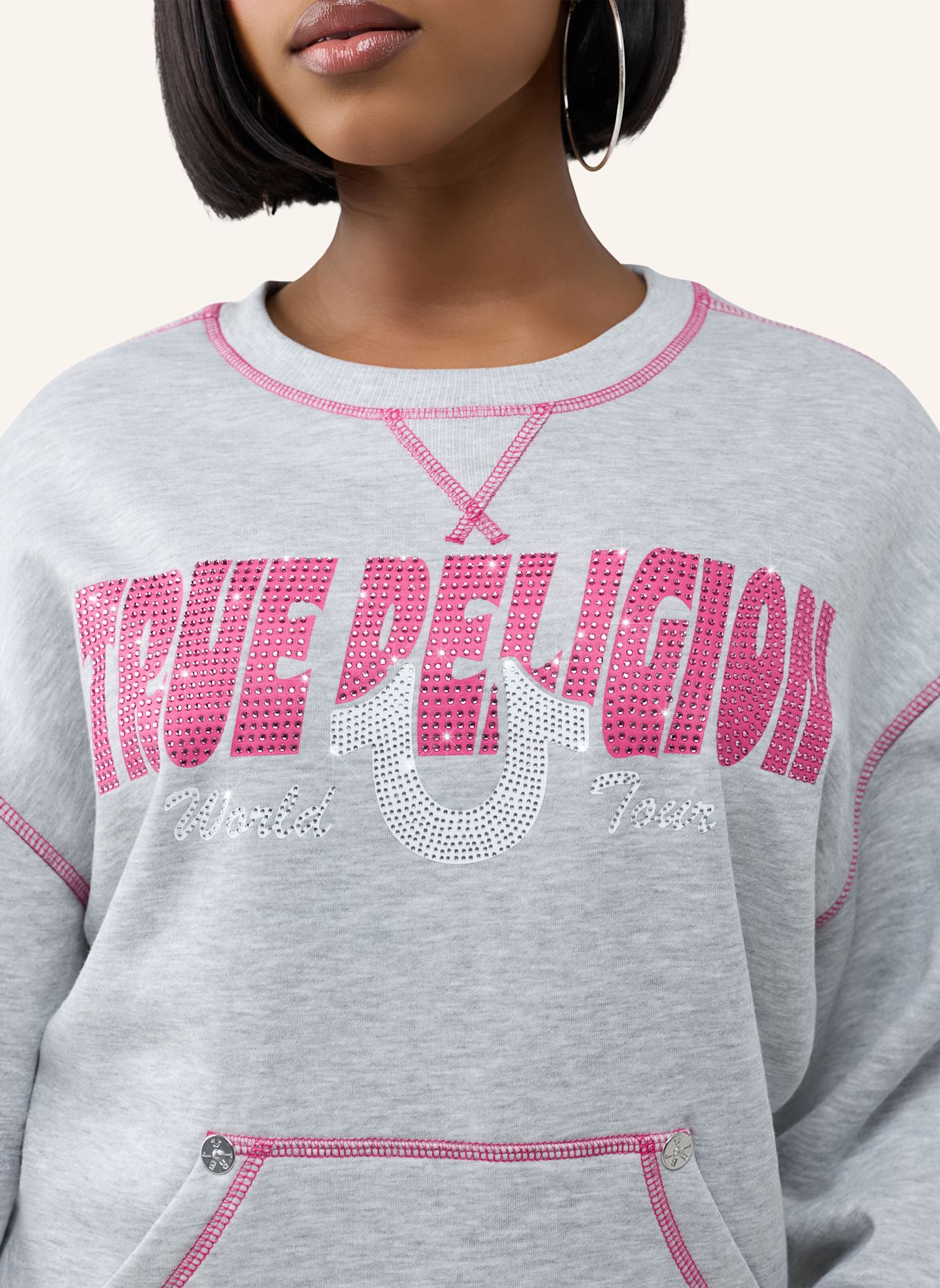 TRUE RELIGION Sweatshirt CRYSTAL: GRAU