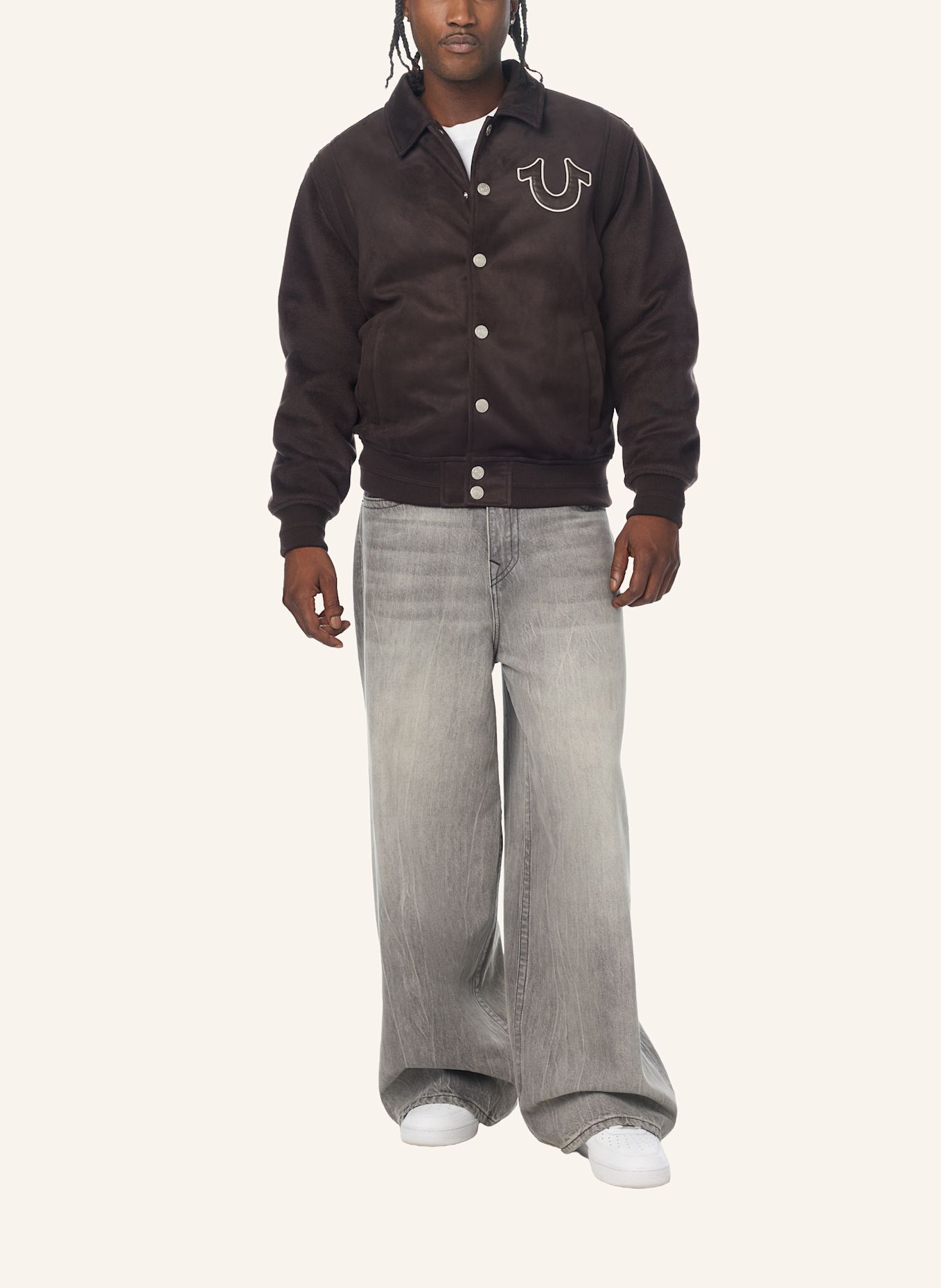 TRUE RELIGION Bomberjacke SUEDE: BRAUN